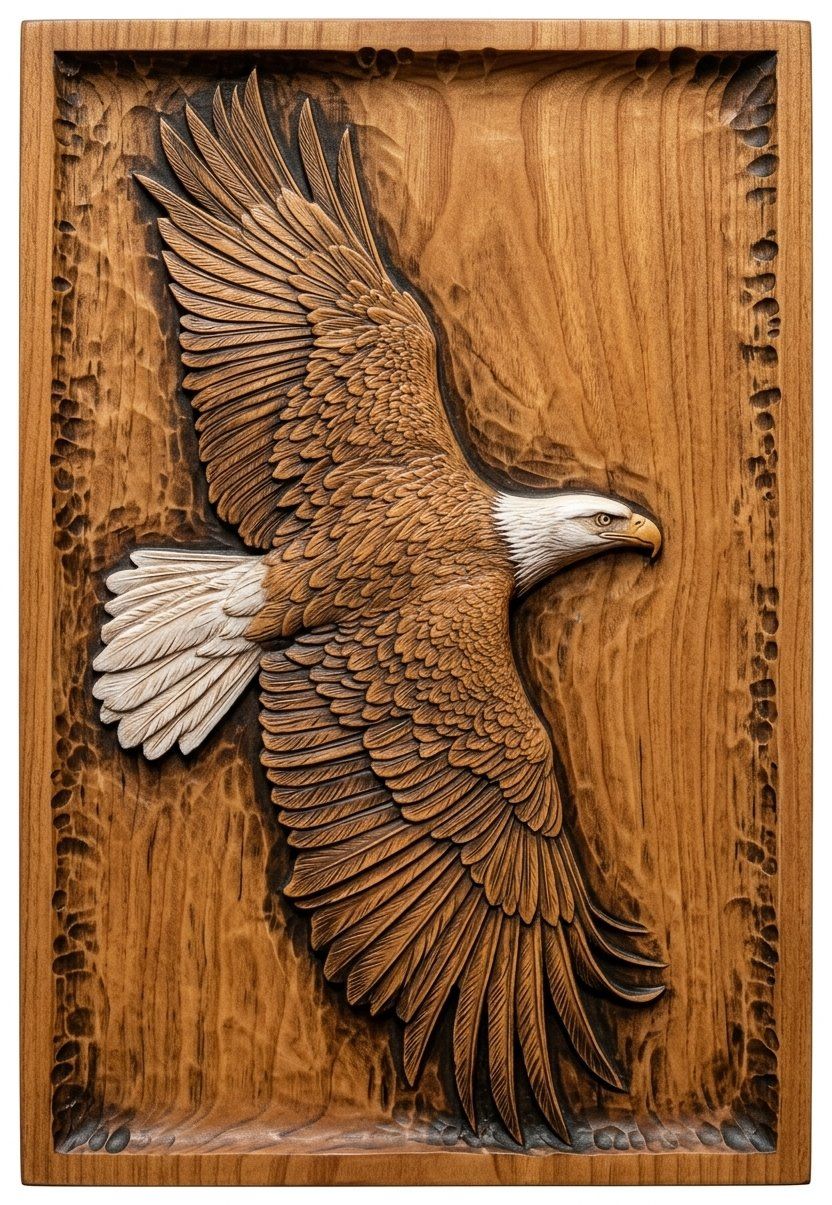 Majestic Soaring Bald Eagle CNC Relief STL bas-relief STL — view 14