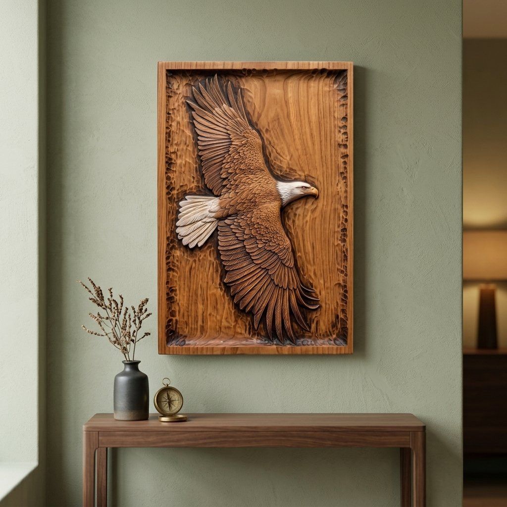 Majestic Soaring Bald Eagle CNC Relief STL bas-relief STL — view 16