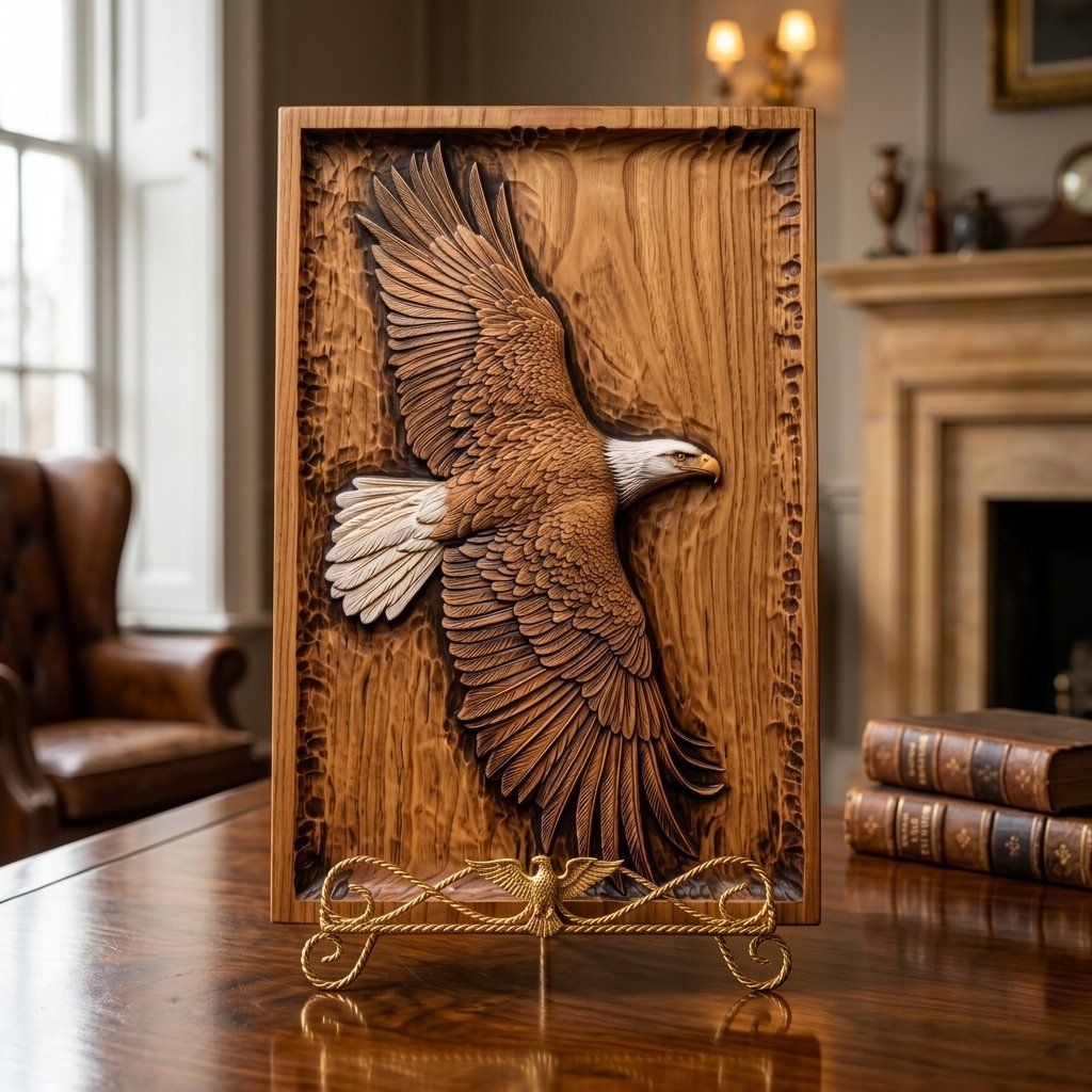 Majestic Soaring Bald Eagle CNC Relief STL bas-relief STL — view 3
