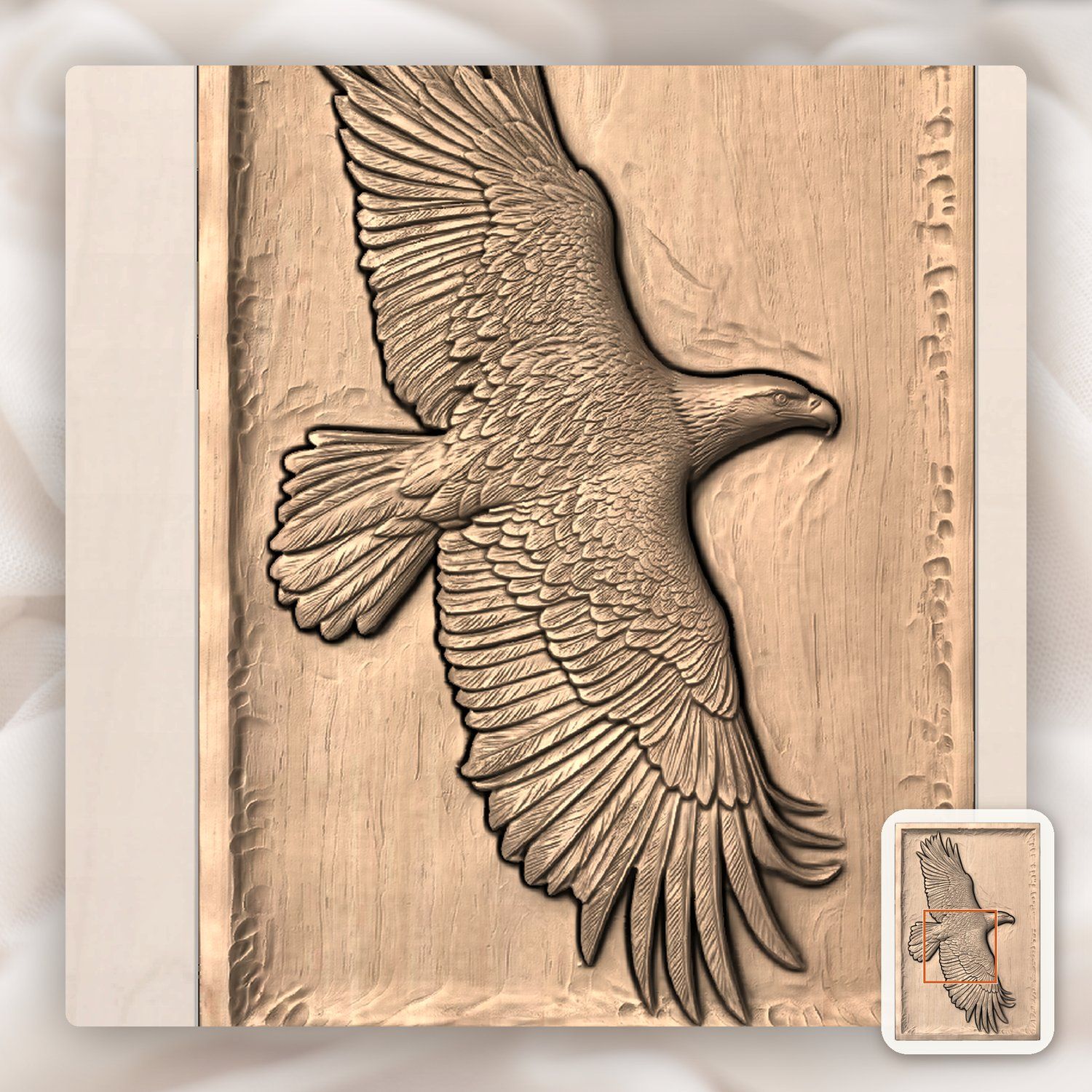Majestic Soaring Bald Eagle CNC Relief STL bas-relief STL — view 6