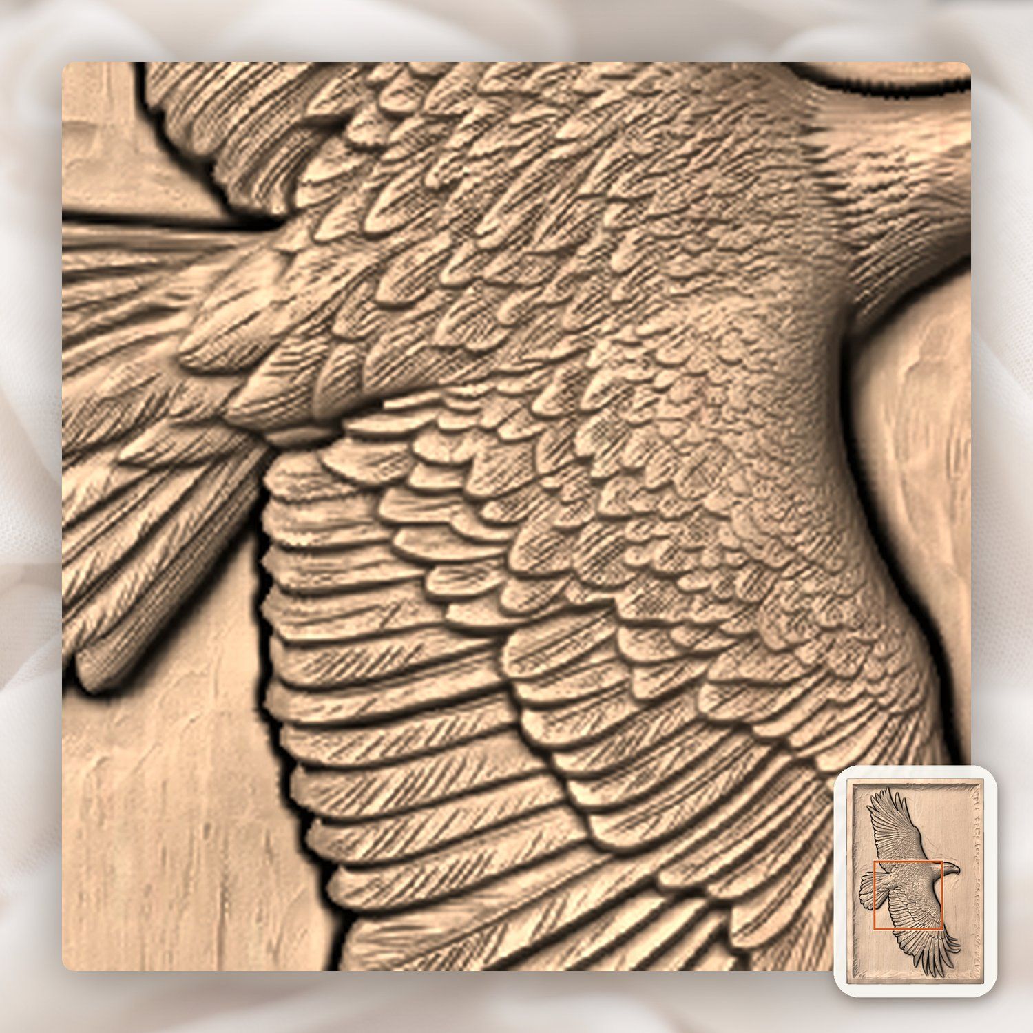 Majestic Soaring Bald Eagle CNC Relief STL bas-relief STL — view 7