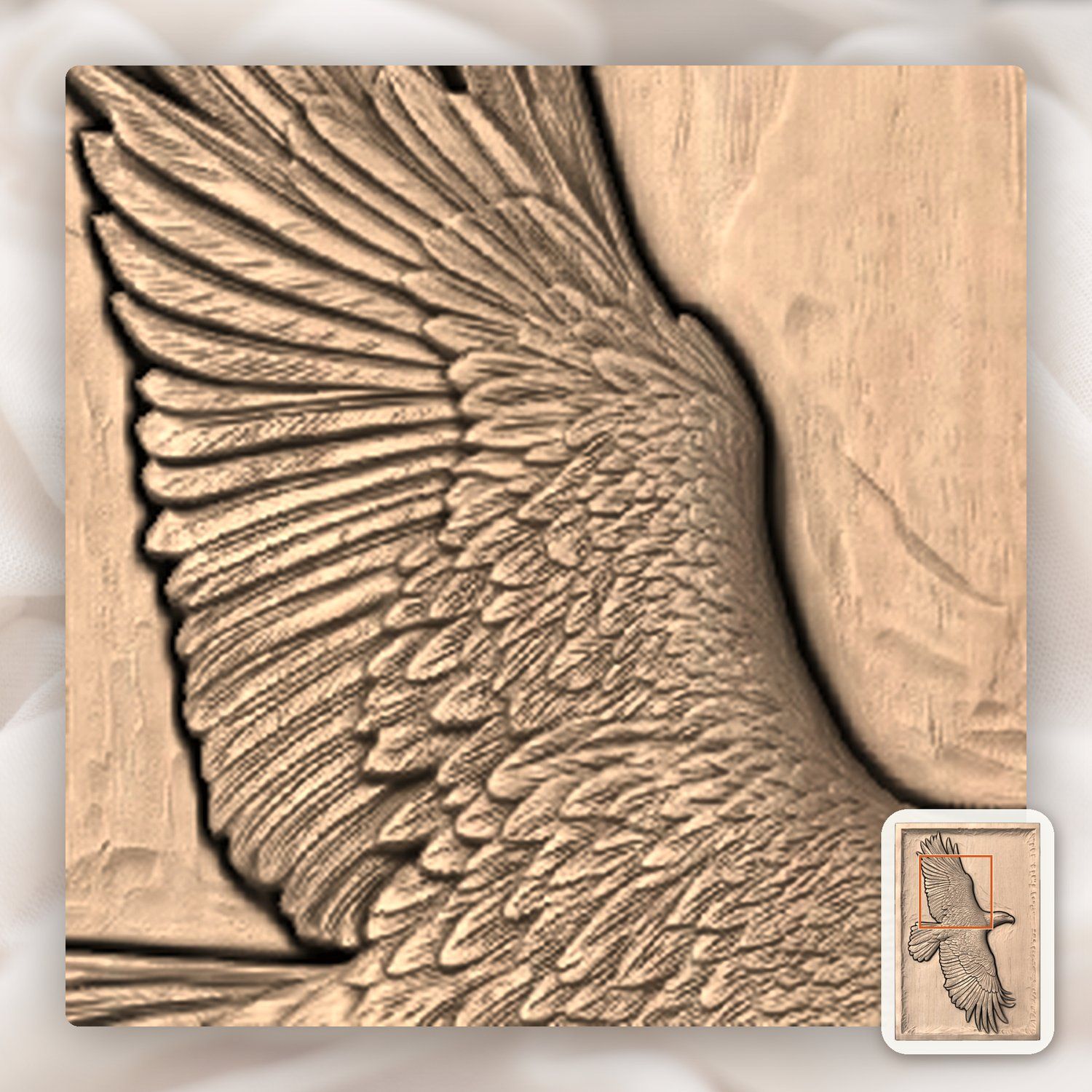 Majestic Soaring Bald Eagle CNC Relief STL bas-relief STL — view 8