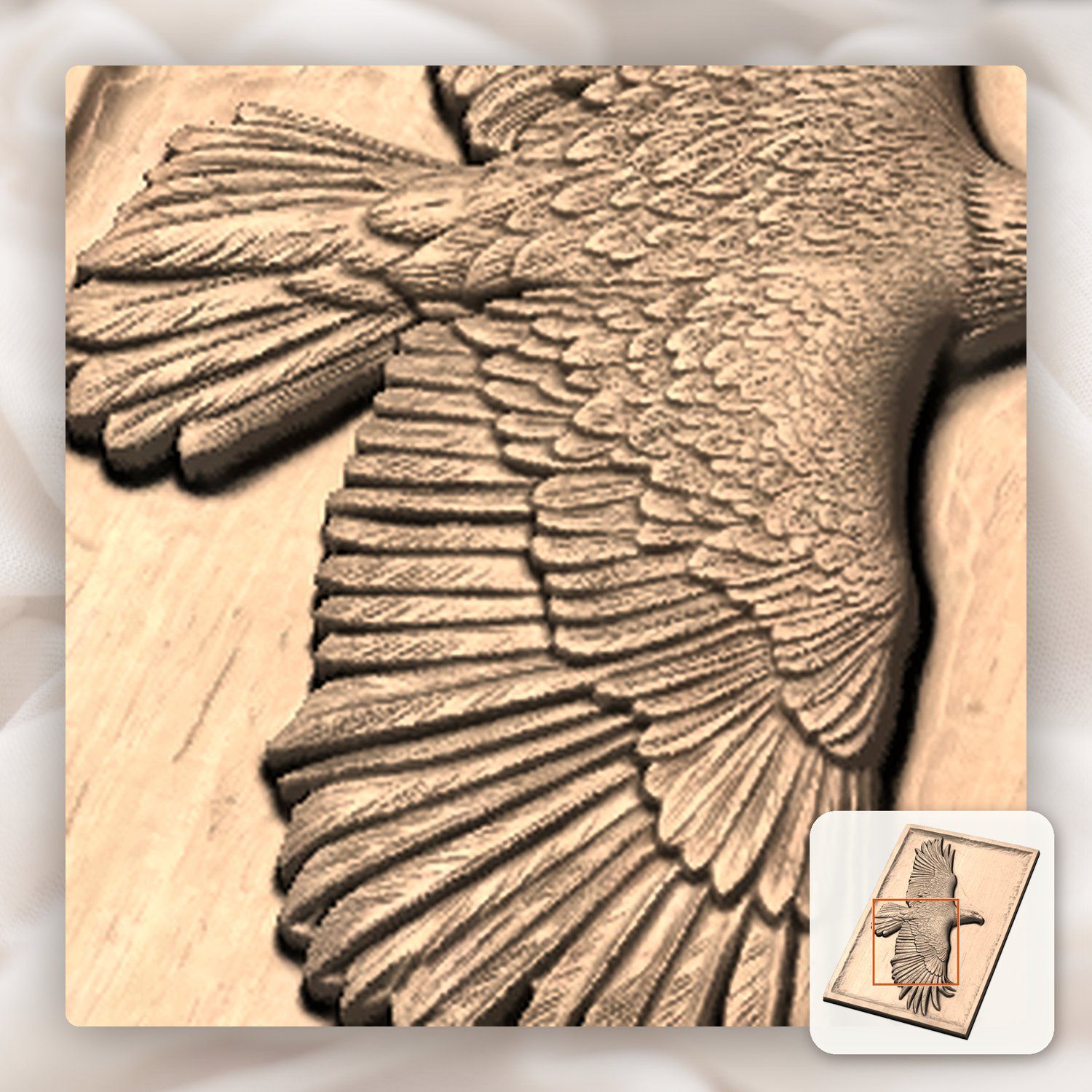 Majestic Soaring Bald Eagle CNC Relief STL bas-relief STL — view 9