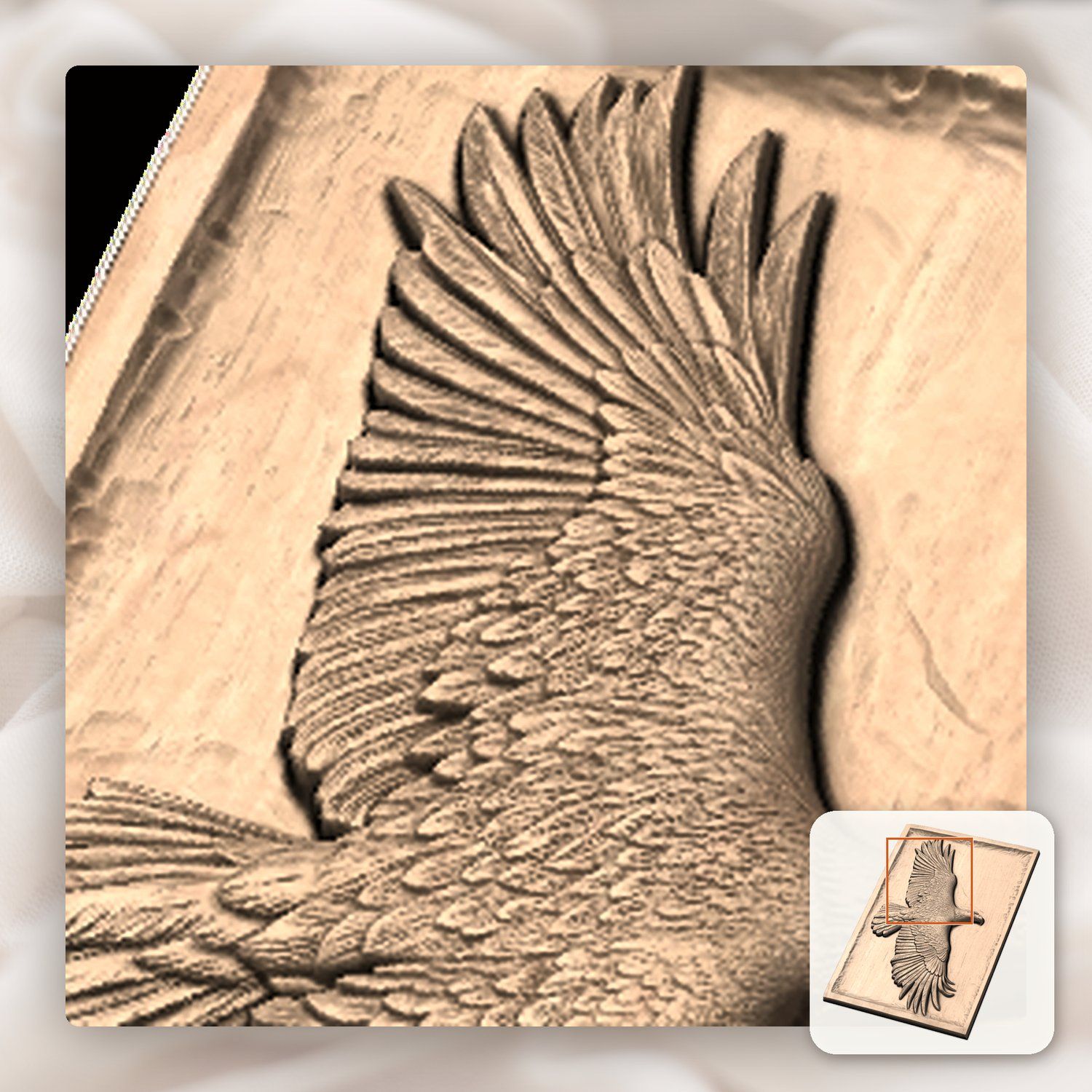 Majestic Soaring Bald Eagle CNC Relief STL bas-relief STL — view 10
