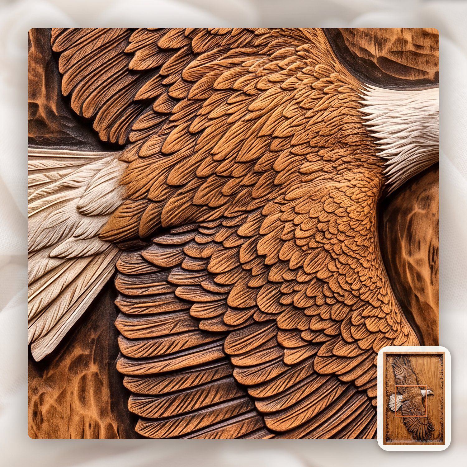 Majestic Soaring Bald Eagle CNC Relief STL bas-relief STL — view 11