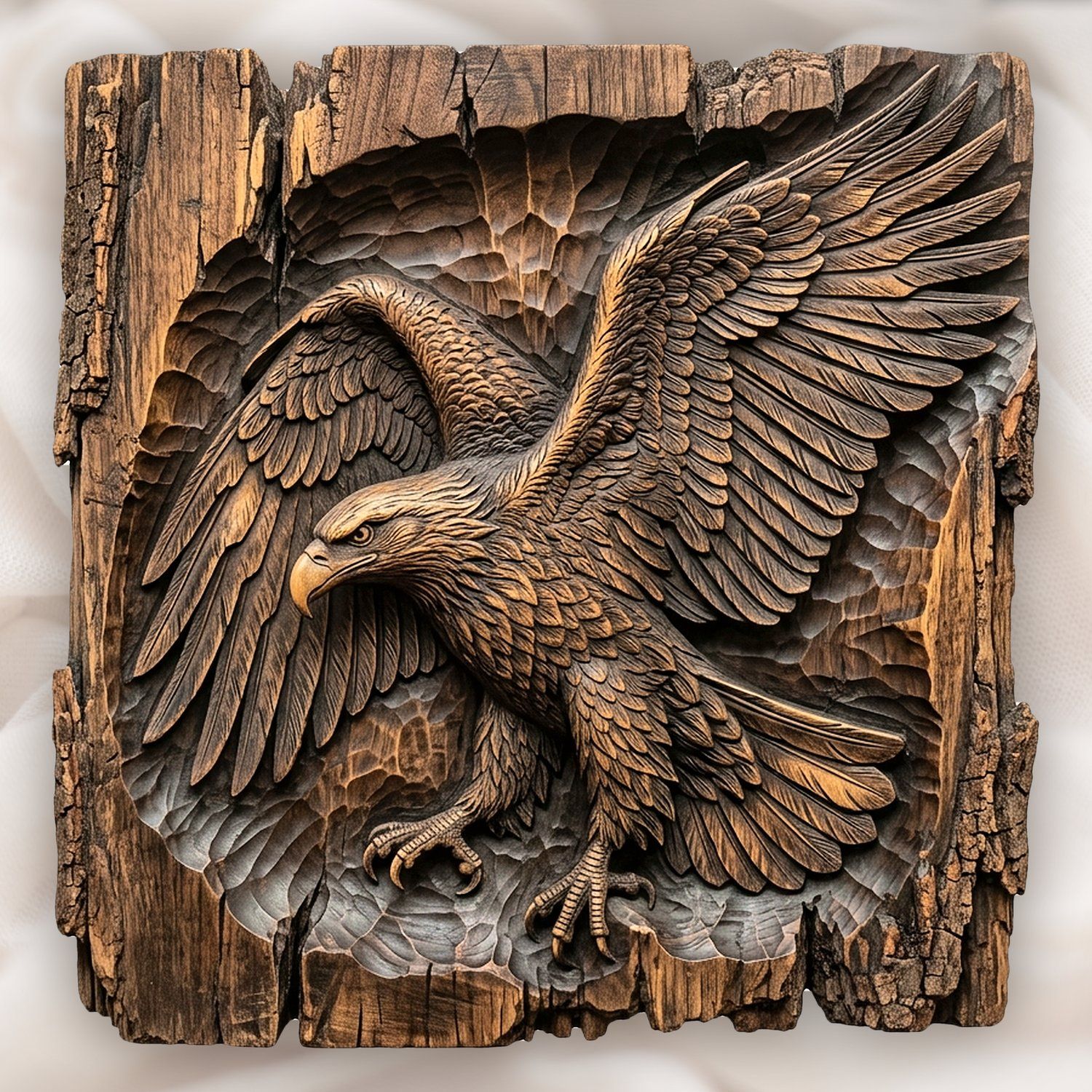 Majestic Soaring Bald Eagle CNC Relief STL bas-relief STL design