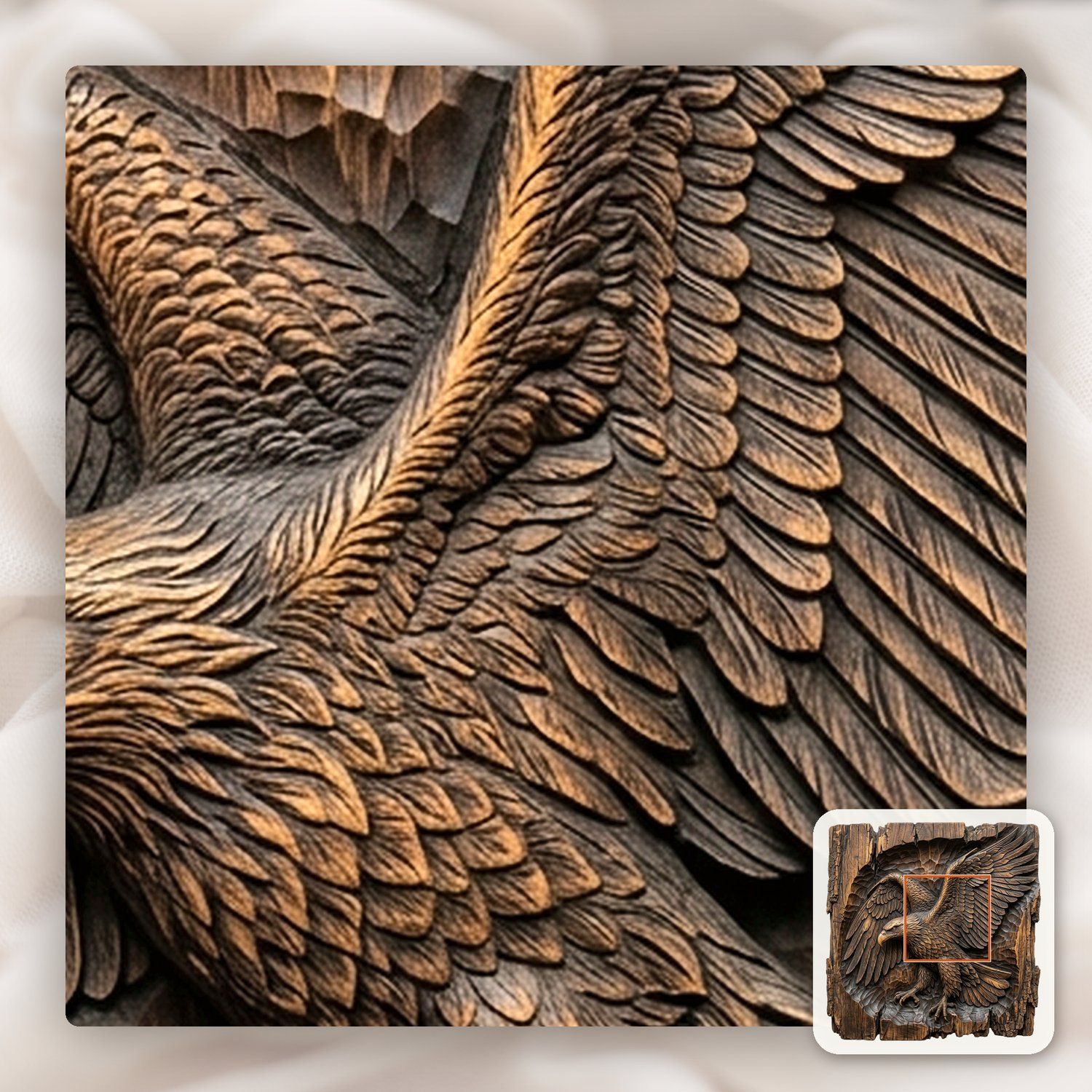 Majestic Soaring Bald Eagle CNC Relief STL bas-relief STL — view 11