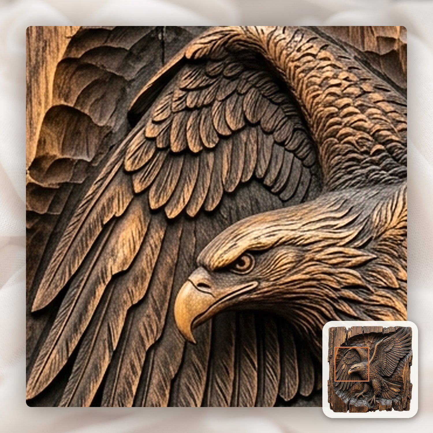 Majestic Soaring Bald Eagle CNC Relief STL bas-relief STL — view 13