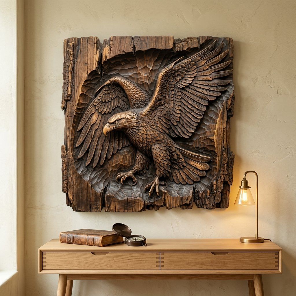 Majestic Soaring Bald Eagle CNC Relief STL bas-relief STL — view 14