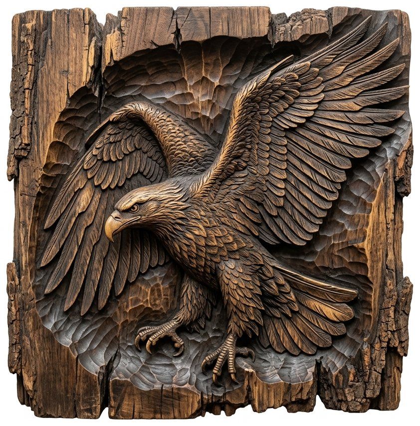 Majestic Soaring Bald Eagle CNC Relief STL bas-relief STL — view 12