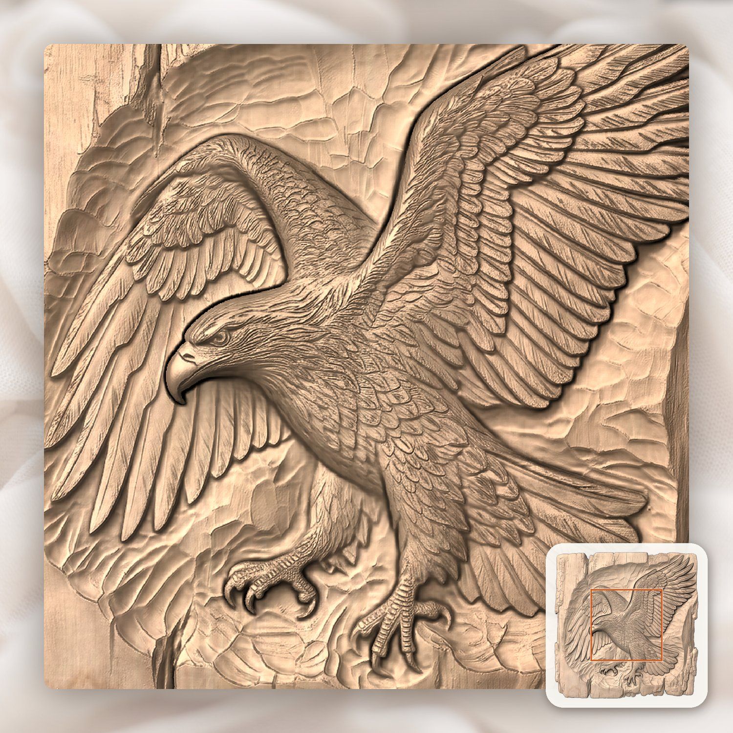 Majestic Soaring Bald Eagle CNC Relief STL bas-relief STL — view 6