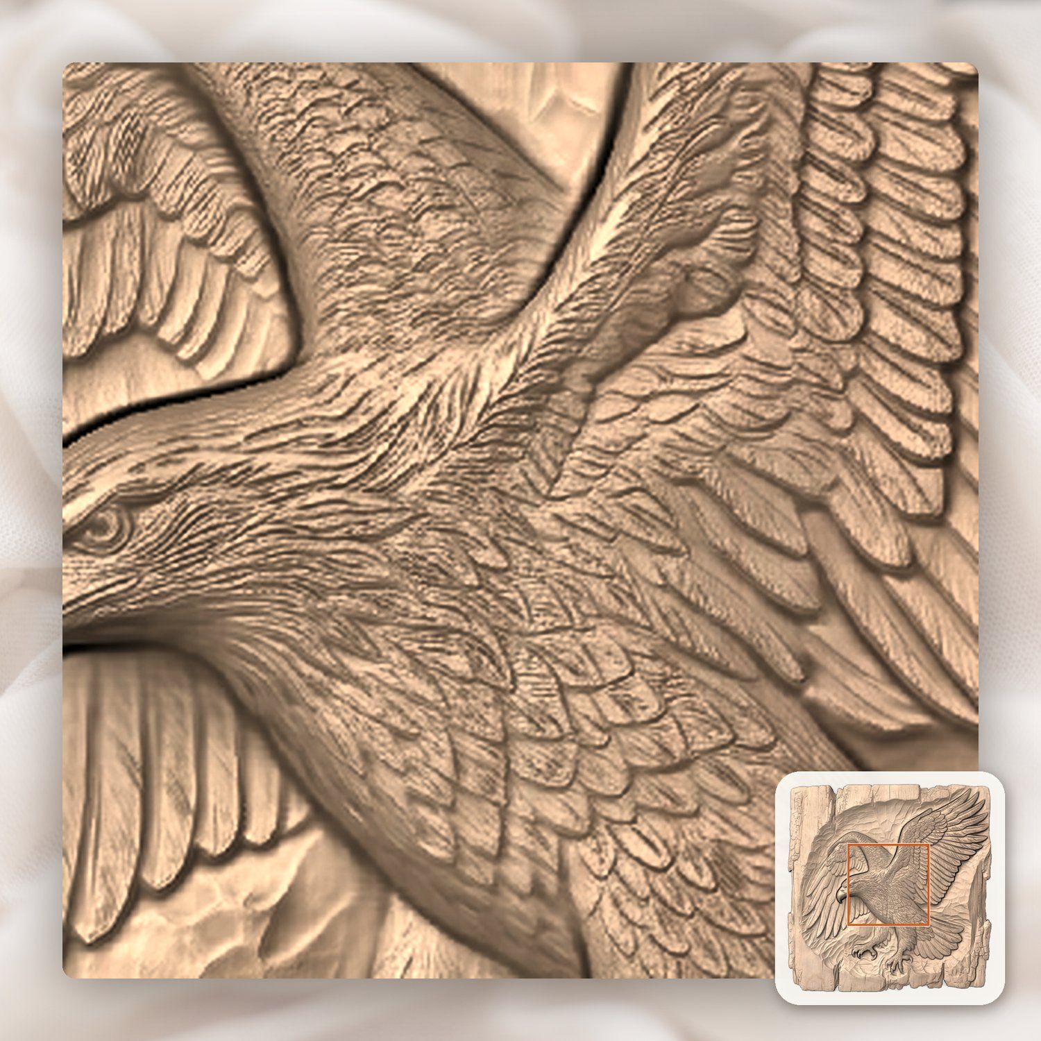 Majestic Soaring Bald Eagle CNC Relief STL bas-relief STL — view 7