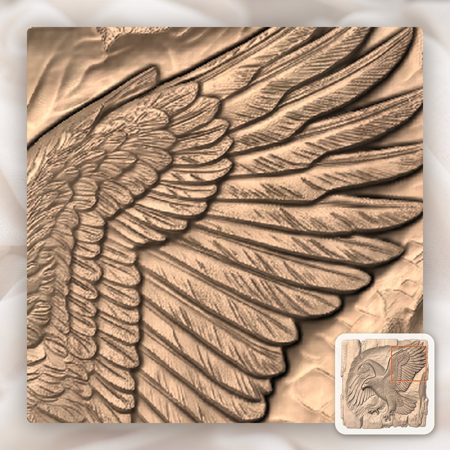 Majestic Soaring Bald Eagle CNC Relief STL bas-relief STL — view 8