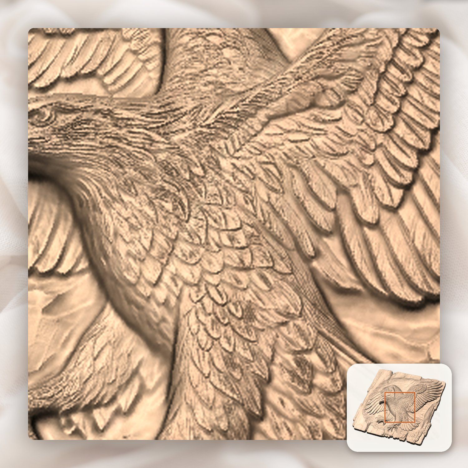 Majestic Soaring Bald Eagle CNC Relief STL bas-relief STL — view 9