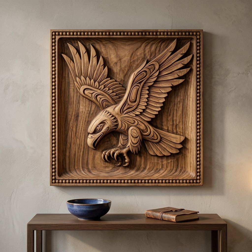 Majestic Soaring Eagle Wall Art Relief bas-relief STL — view 6