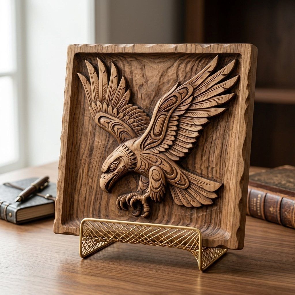Majestic Soaring Eagle Wall Art Relief bas-relief STL — view 7
