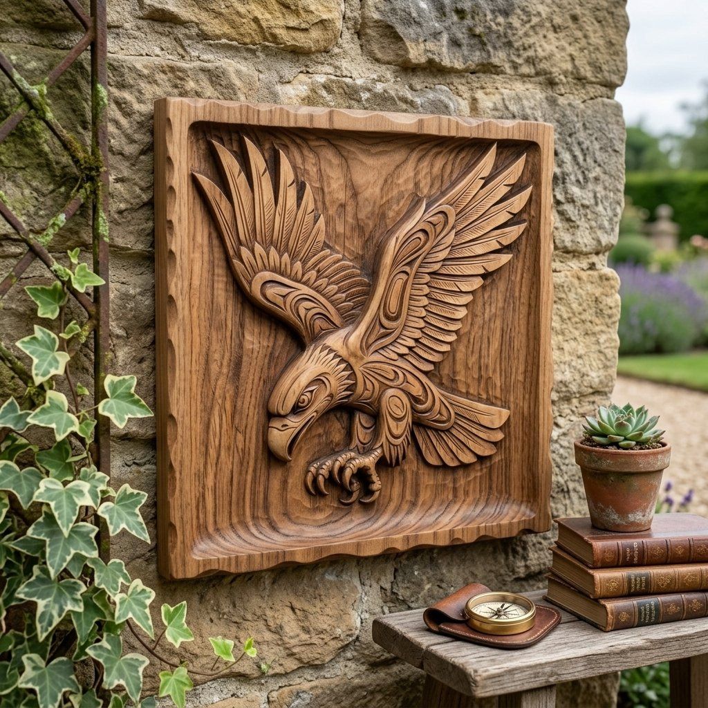 Majestic Soaring Eagle Wall Art Relief bas-relief STL — view 8