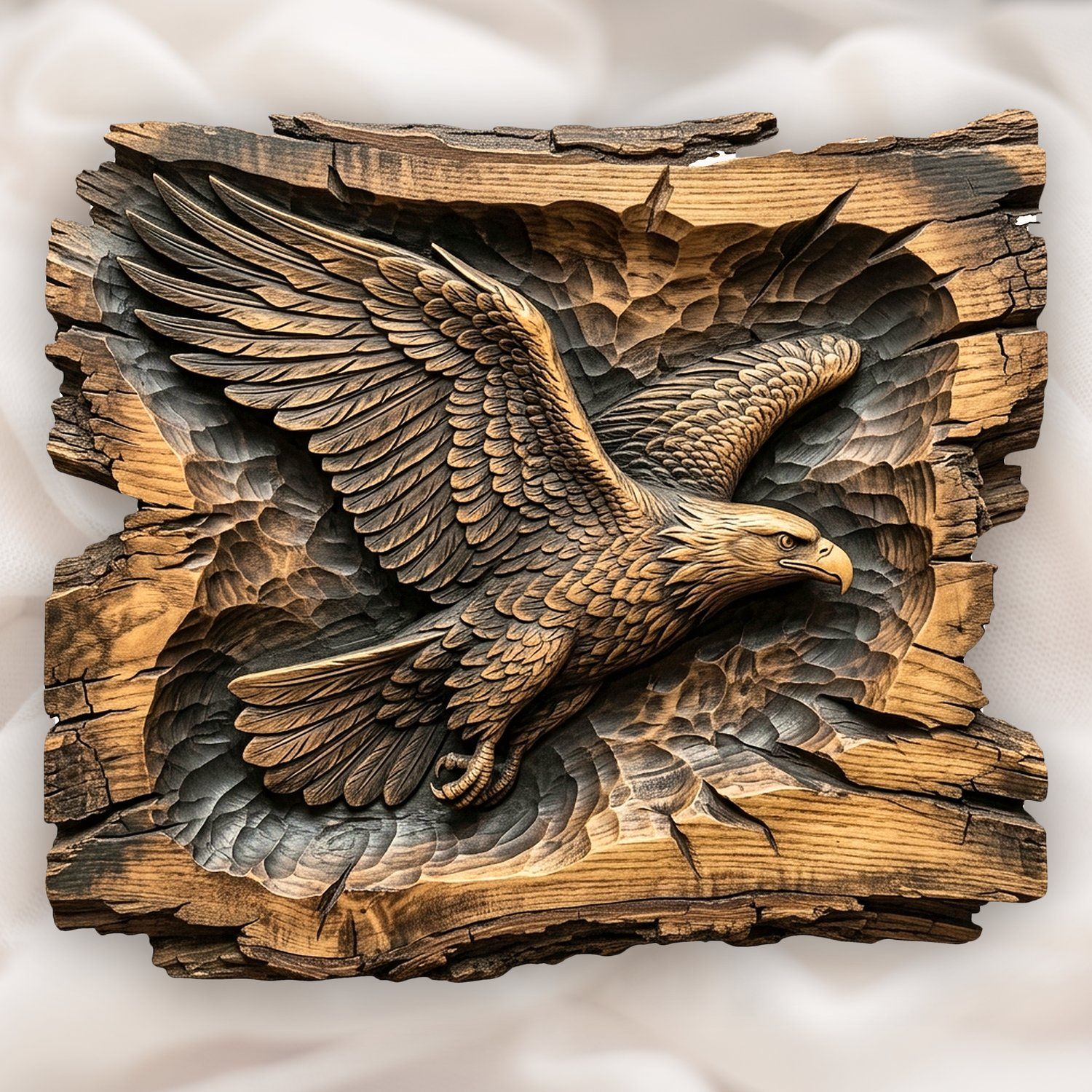 Majestic Soaring Eagle Wildlife Art CNC Relief STL bas-relief STL design