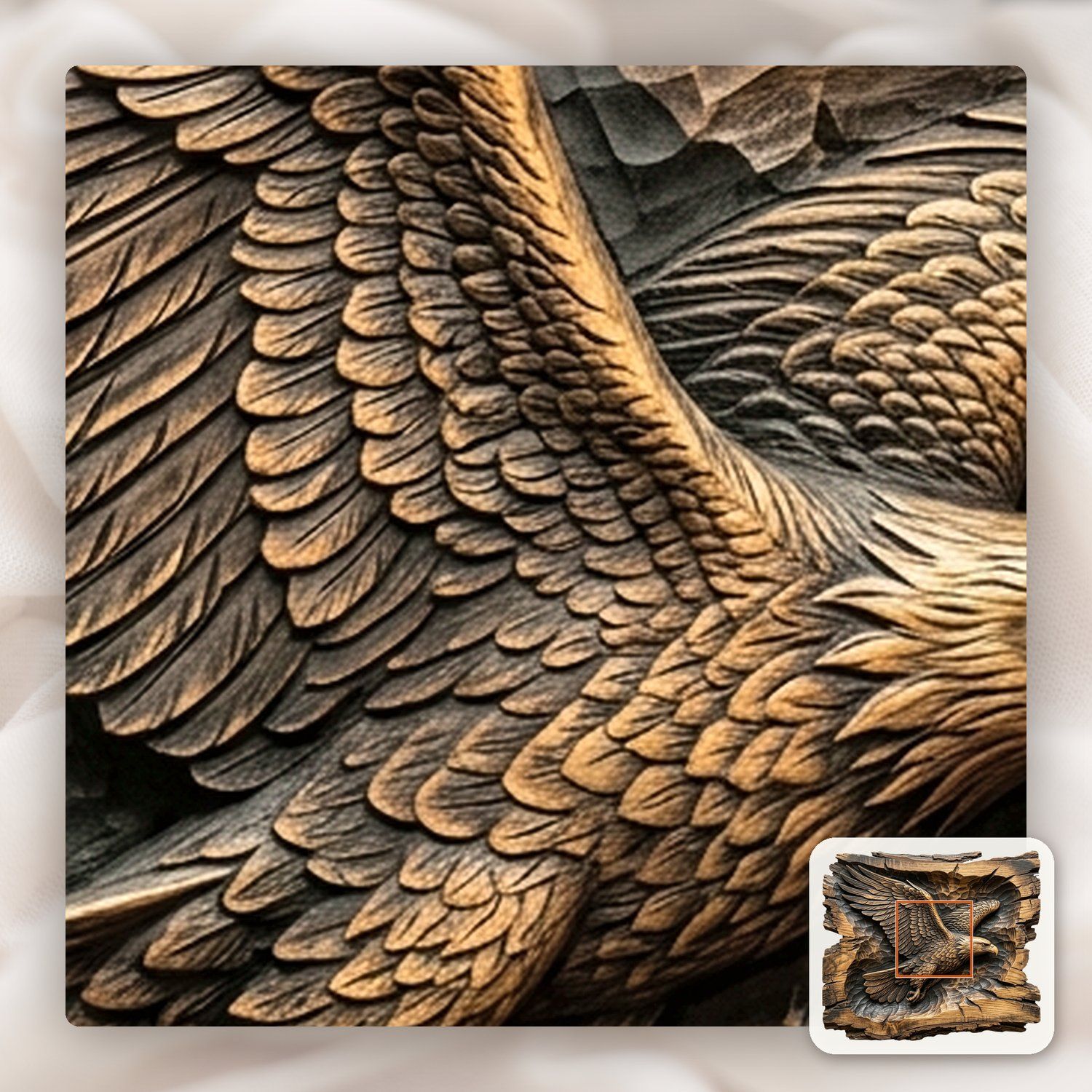 Majestic Soaring Eagle Wildlife Art CNC Relief STL bas-relief STL — view 11
