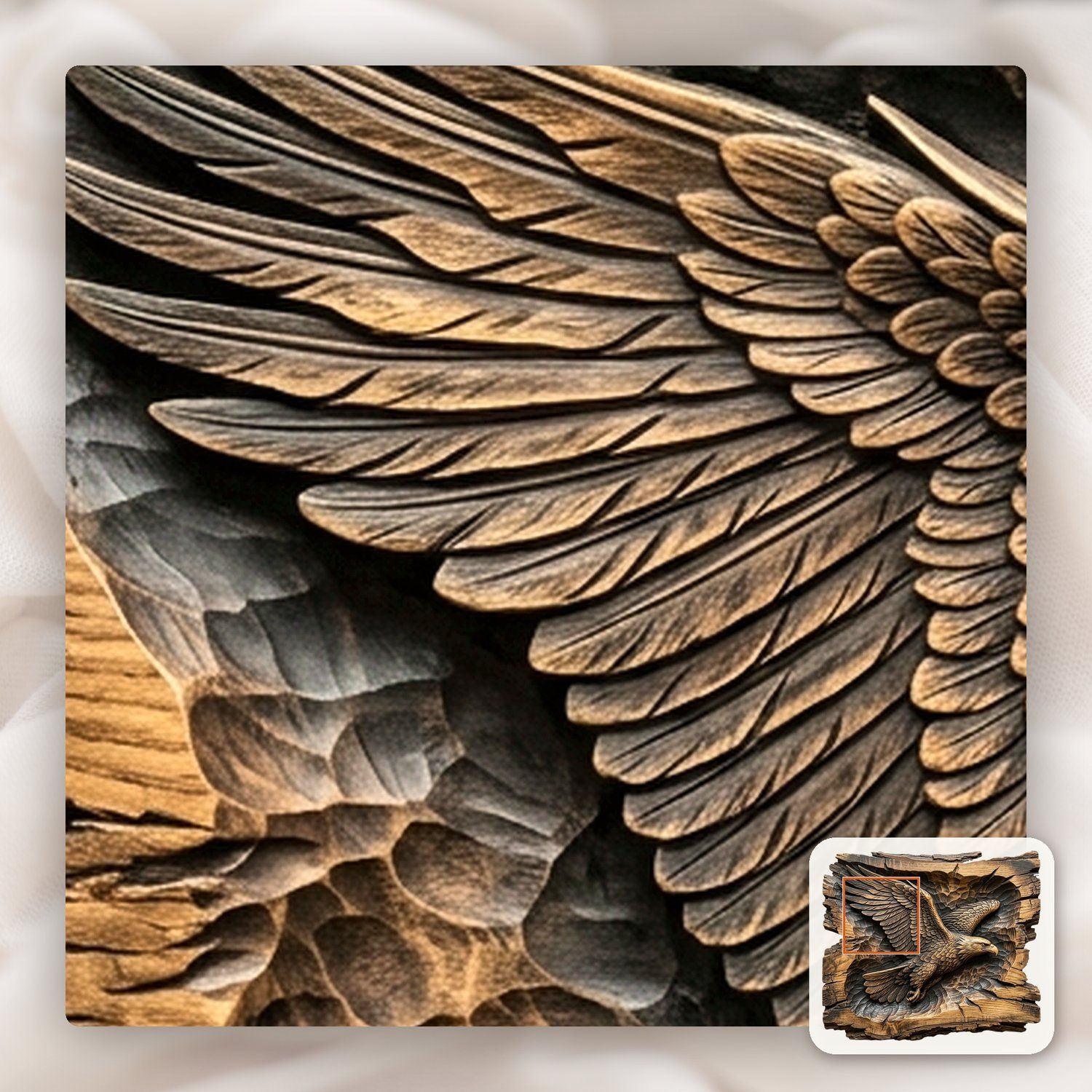 Majestic Soaring Eagle Wildlife Art CNC Relief STL bas-relief STL — view 13