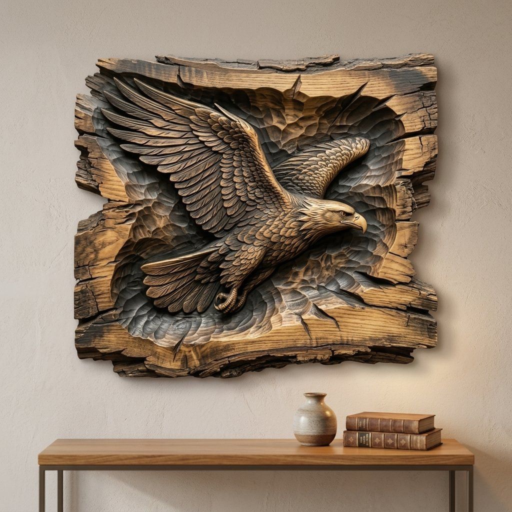 Majestic Soaring Eagle Wildlife Art CNC Relief STL bas-relief STL — view 14