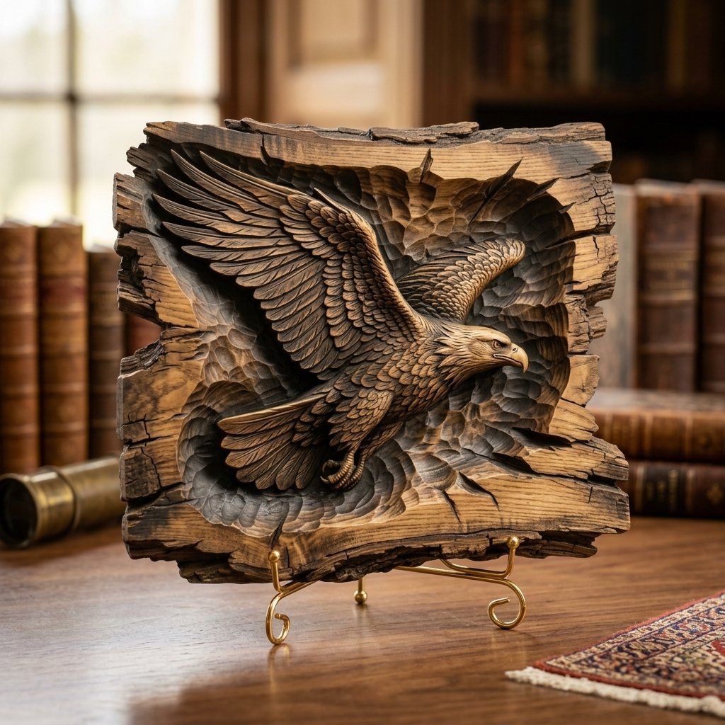Majestic Soaring Eagle Wildlife Art CNC Relief STL bas-relief STL — view 3