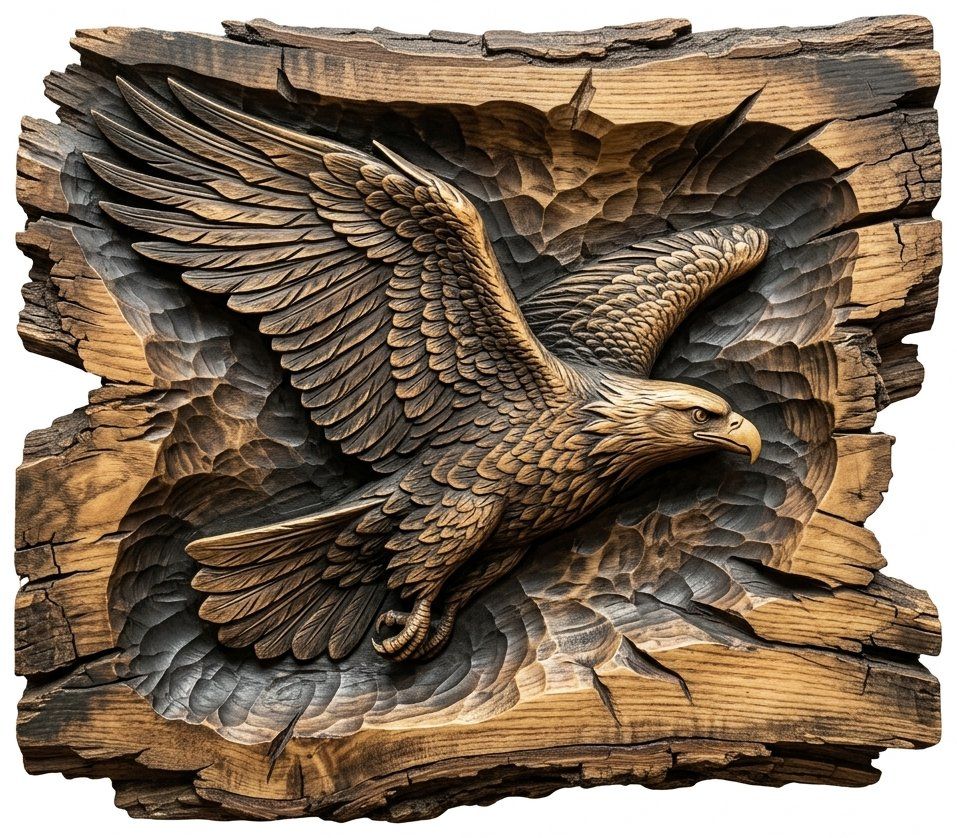 Majestic Soaring Eagle Wildlife Art CNC Relief STL bas-relief STL — view 12