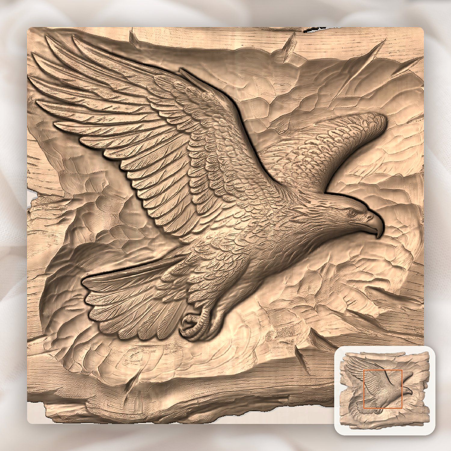 Majestic Soaring Eagle Wildlife Art CNC Relief STL bas-relief STL — view 6