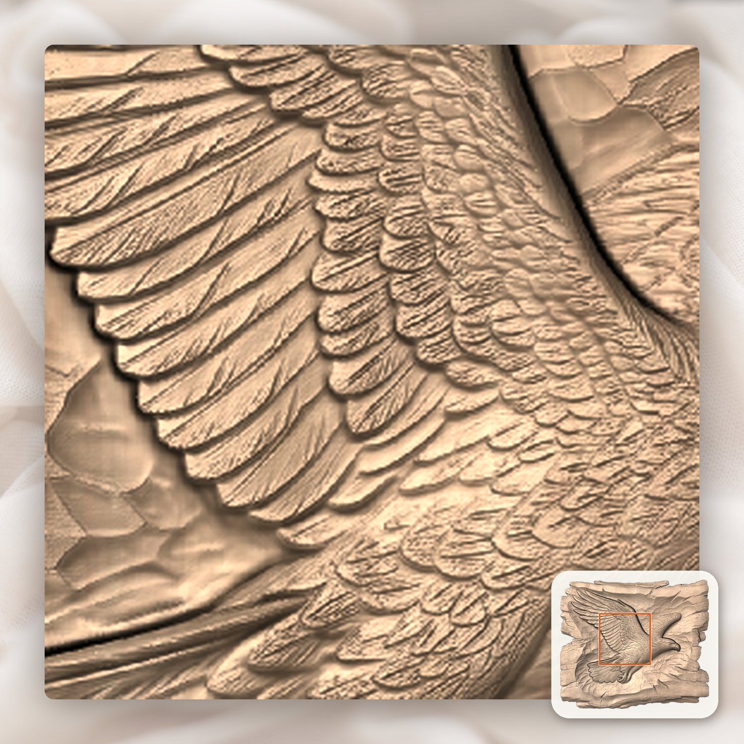 Majestic Soaring Eagle Wildlife Art CNC Relief STL bas-relief STL — view 7