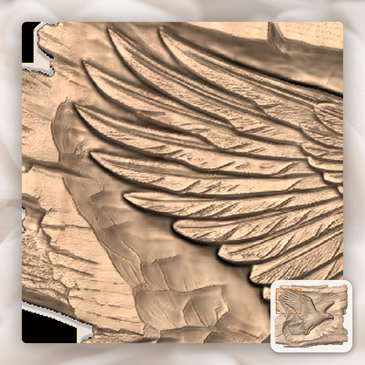 Majestic Soaring Eagle Wildlife Art CNC Relief STL bas-relief STL — view 8