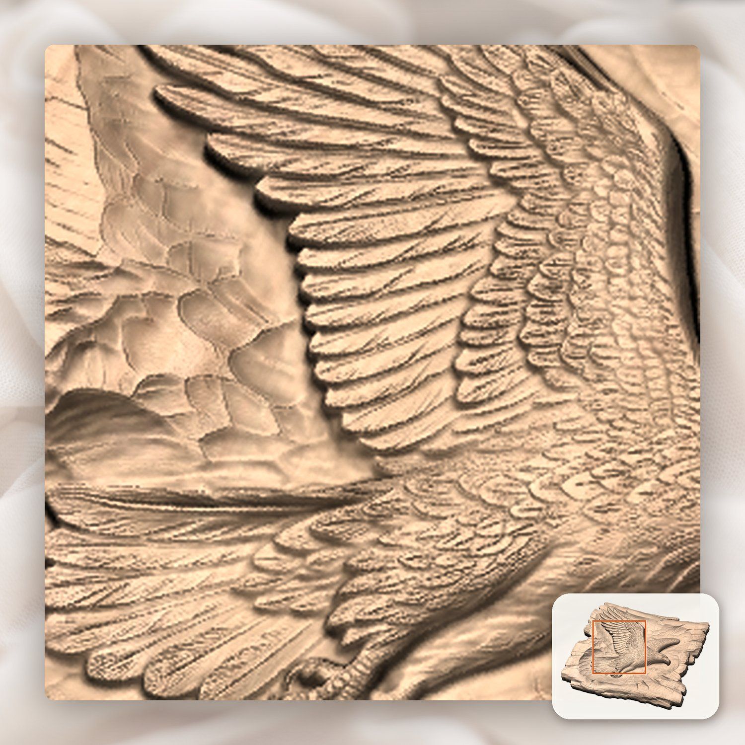 Majestic Soaring Eagle Wildlife Art CNC Relief STL bas-relief STL — view 9