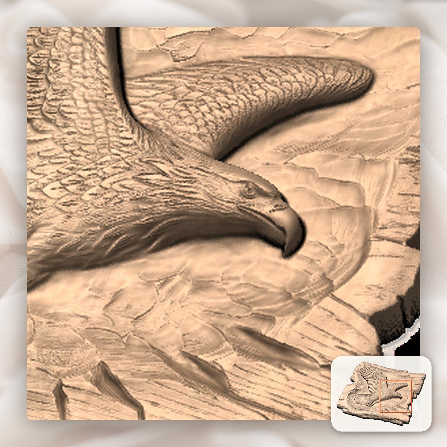 Majestic Soaring Eagle Wildlife Art CNC Relief STL bas-relief STL — view 10