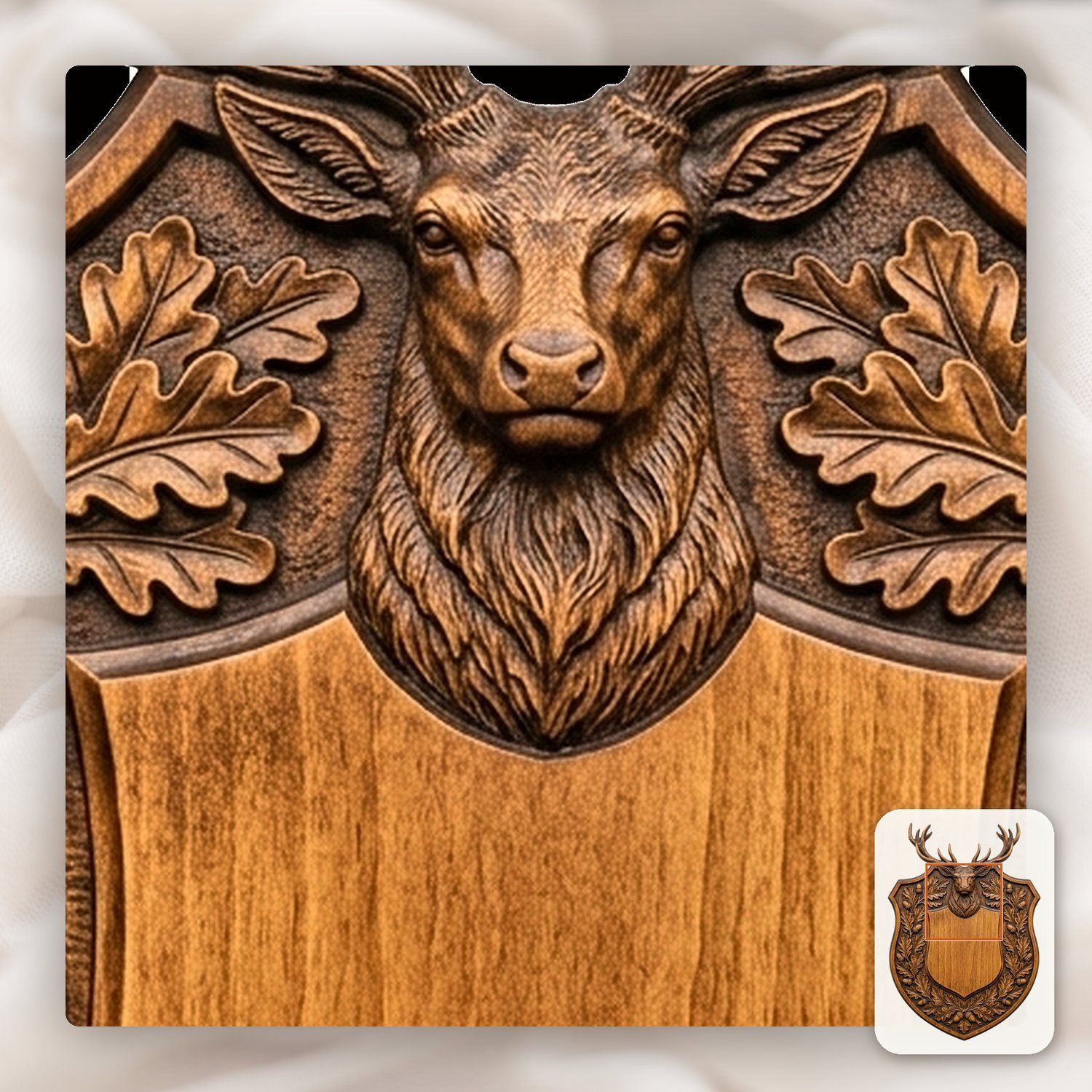 Majestic Stag Deer Trophy Shield CNC Relief STL bas-relief STL — view 10