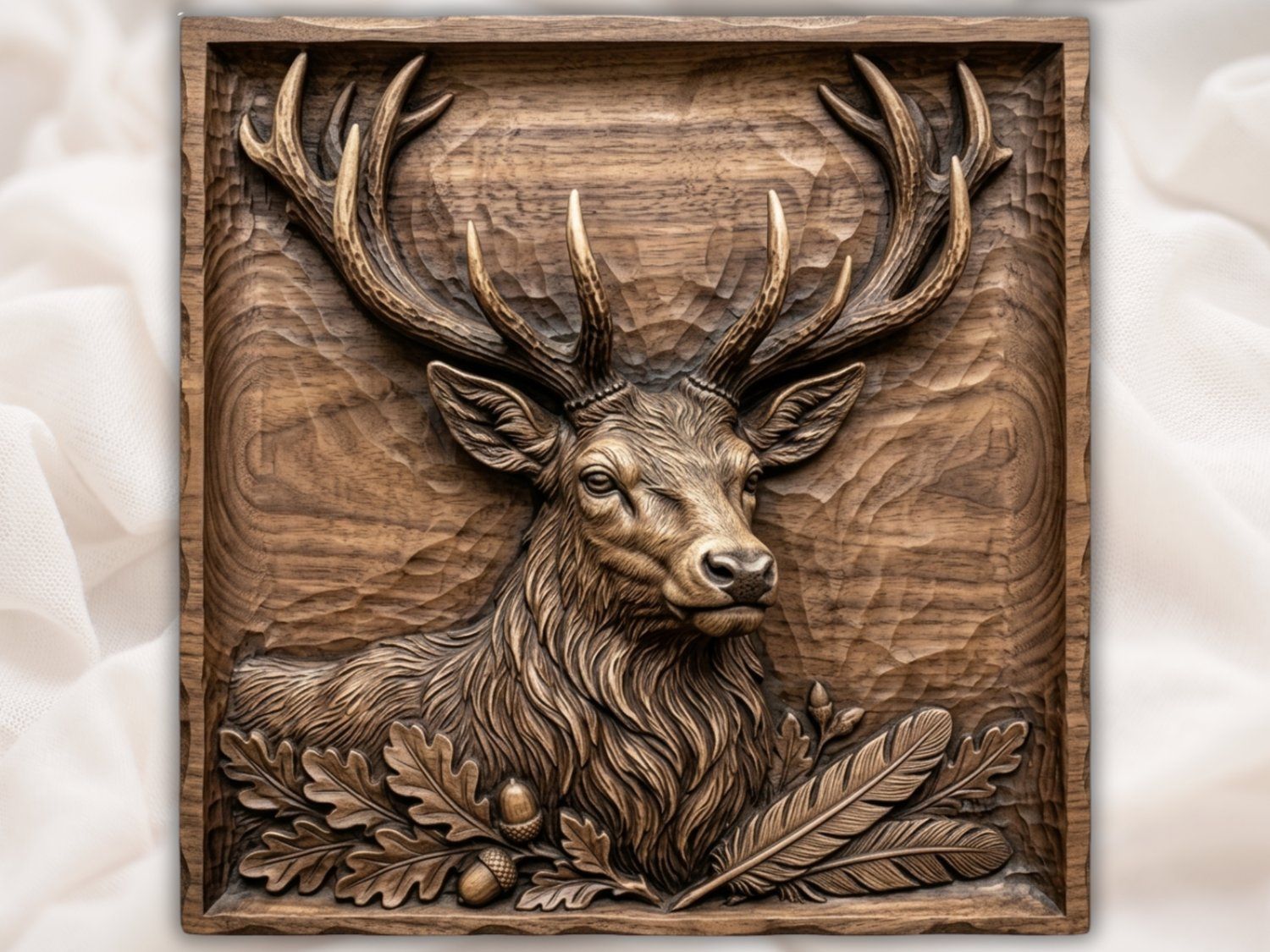 Majestic Stag Forest Monarch Wildlife CNC Relief STL bas-relief STL — view 2