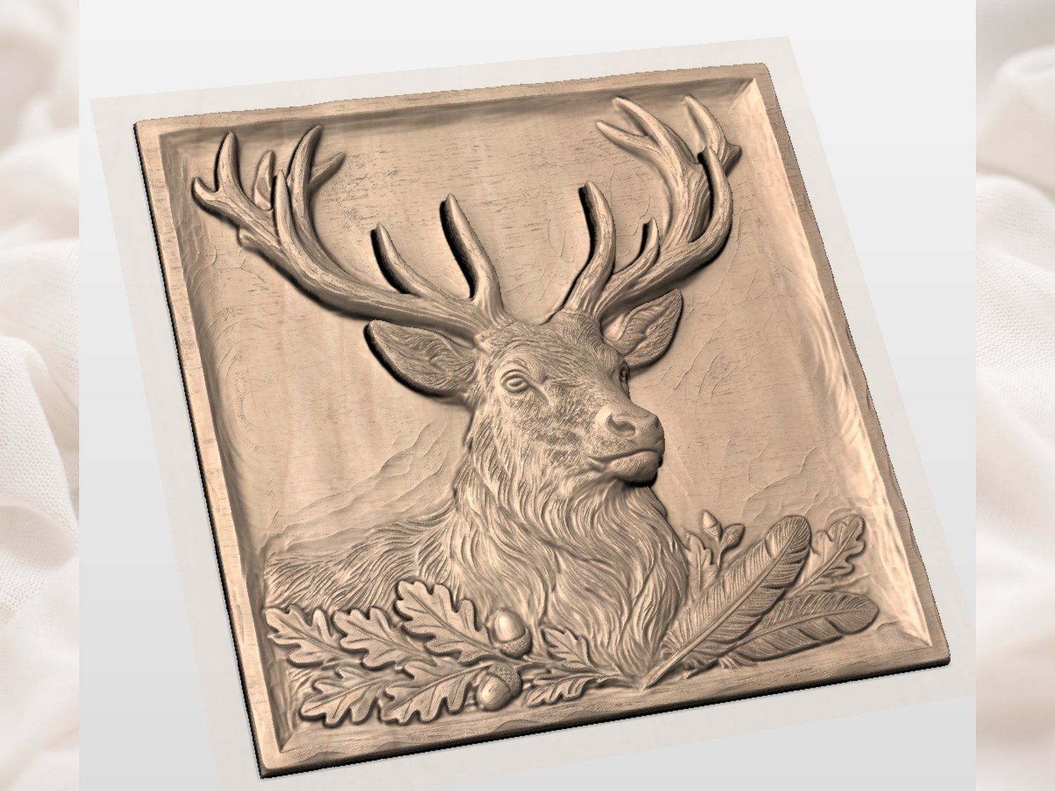 Majestic Stag Forest Monarch Wildlife CNC Relief STL bas-relief STL — view 3