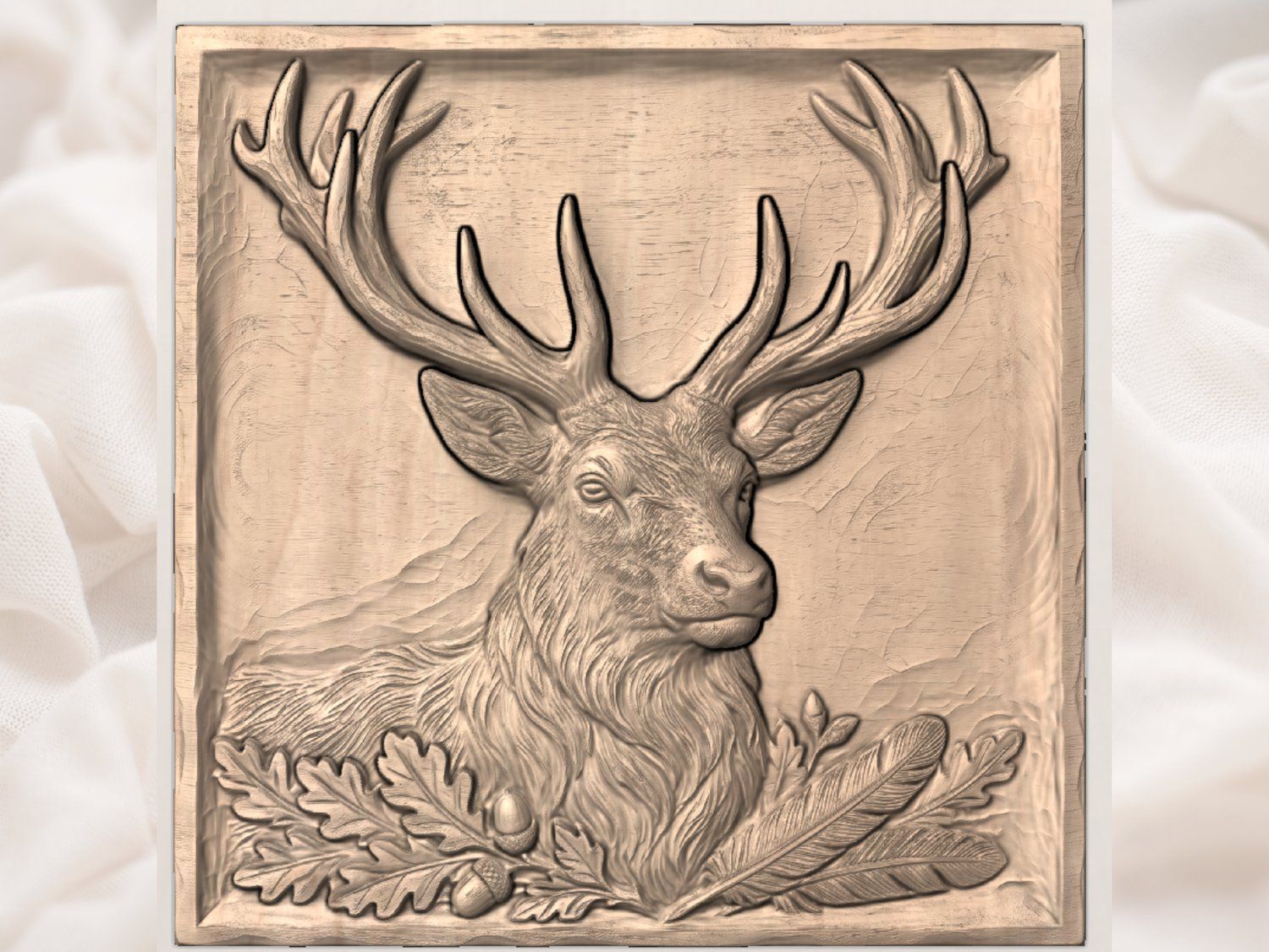 Majestic Stag Forest Monarch Wildlife CNC Relief STL bas-relief STL — view 4