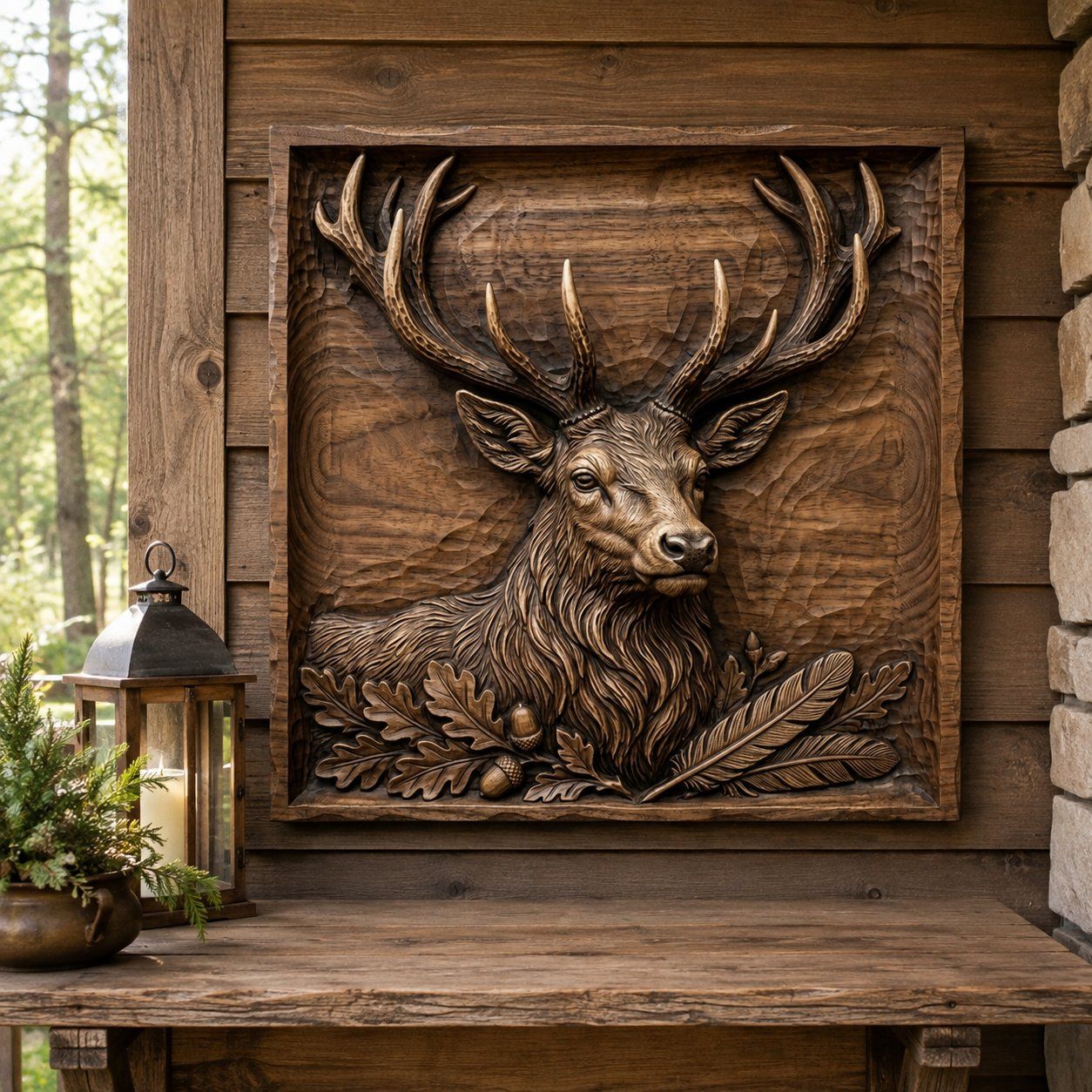 Majestic Stag Forest Monarch Wildlife CNC Relief STL bas-relief STL — view 8