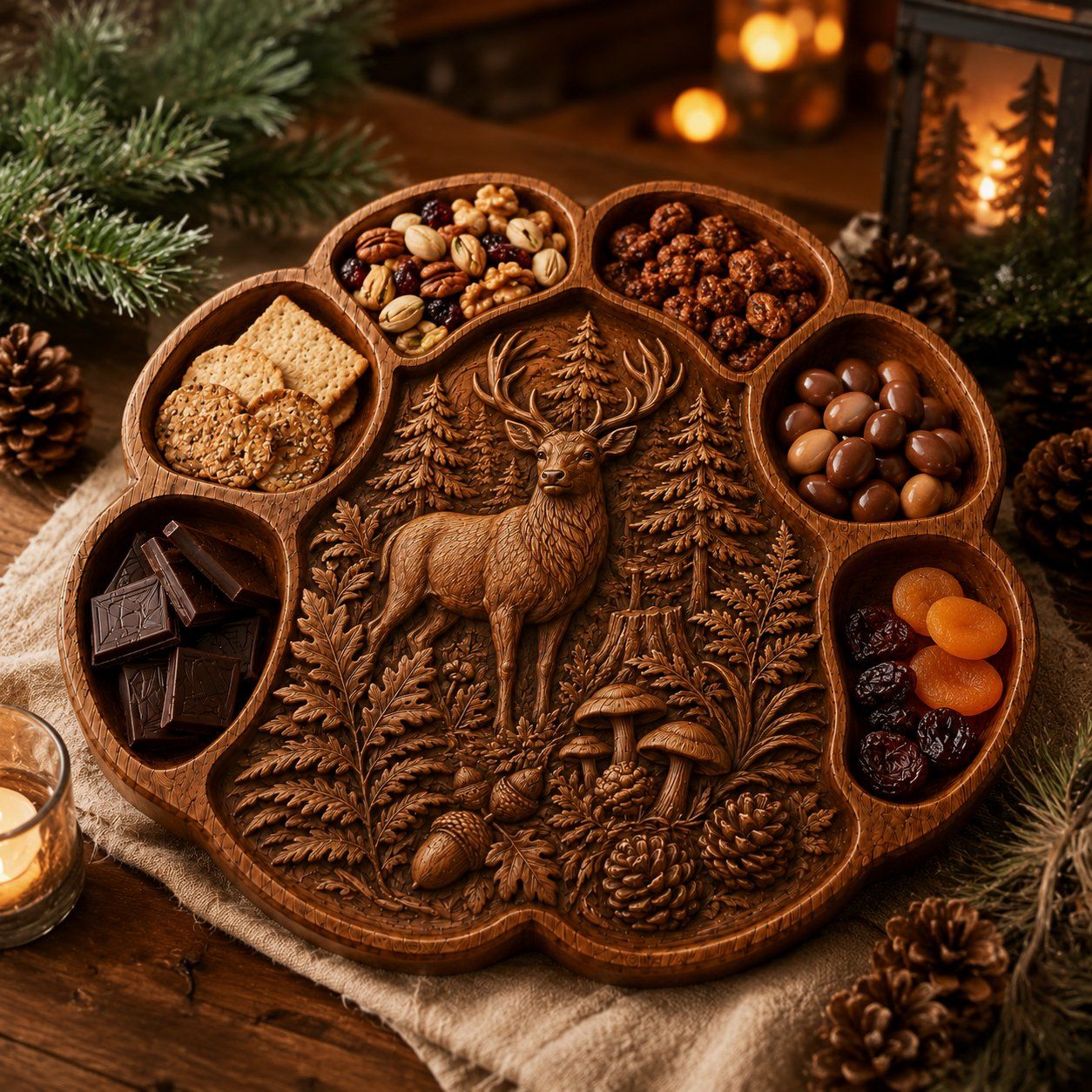 Majestic Stag Forest Platter CNC Relief STL bas-relief STL — view 10
