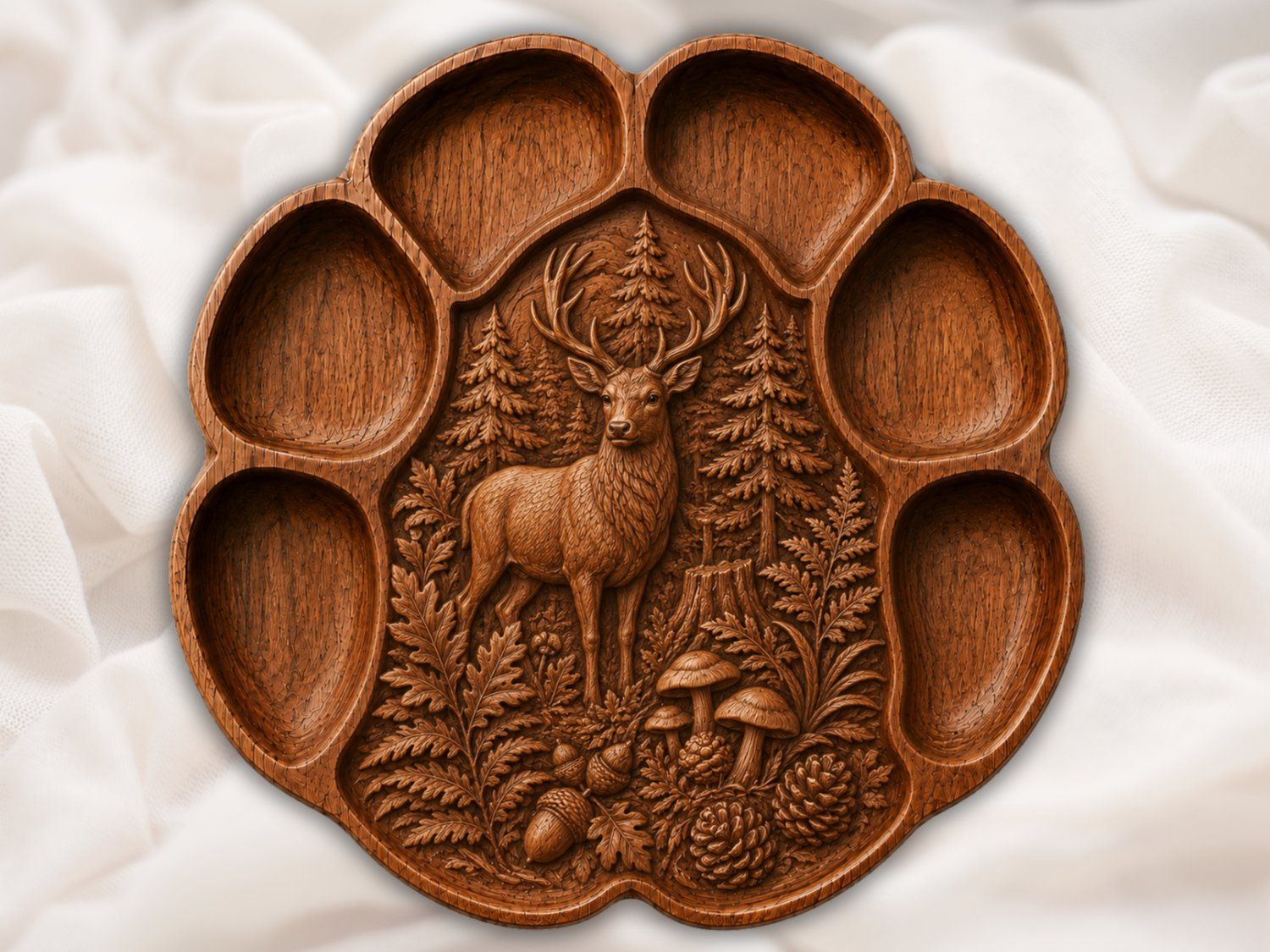 Majestic Stag Forest Platter CNC Relief STL bas-relief STL — view 2