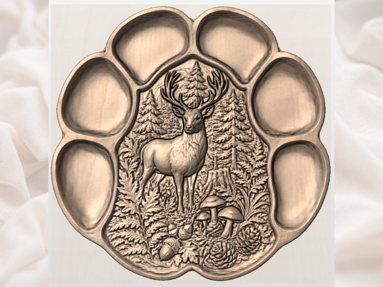 Majestic Stag Forest Platter CNC Relief STL bas-relief STL — view 4
