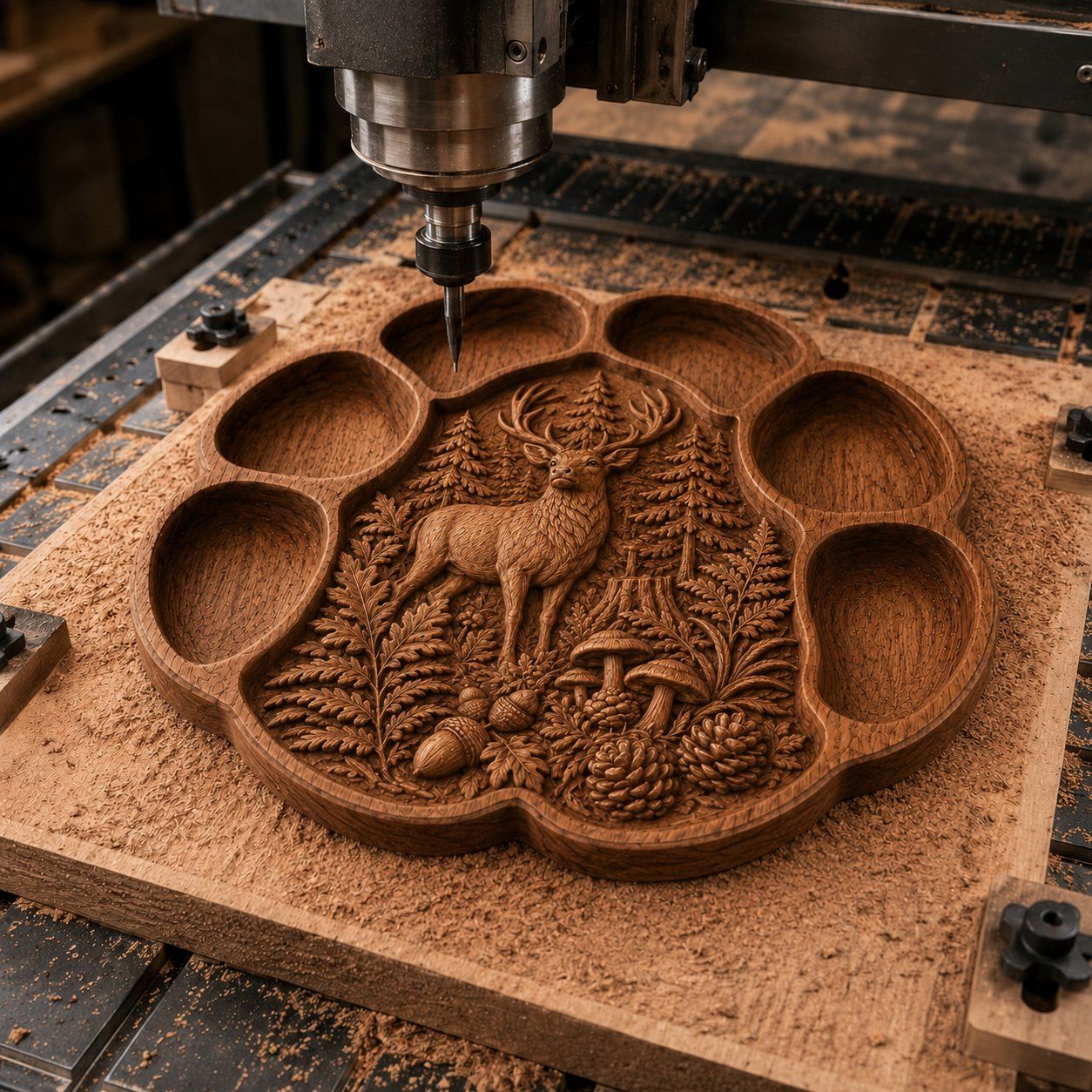 Majestic Stag Forest Platter CNC Relief STL bas-relief STL — view 5