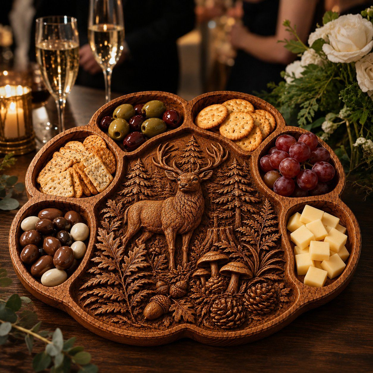 Majestic Stag Forest Platter CNC Relief STL bas-relief STL — view 7
