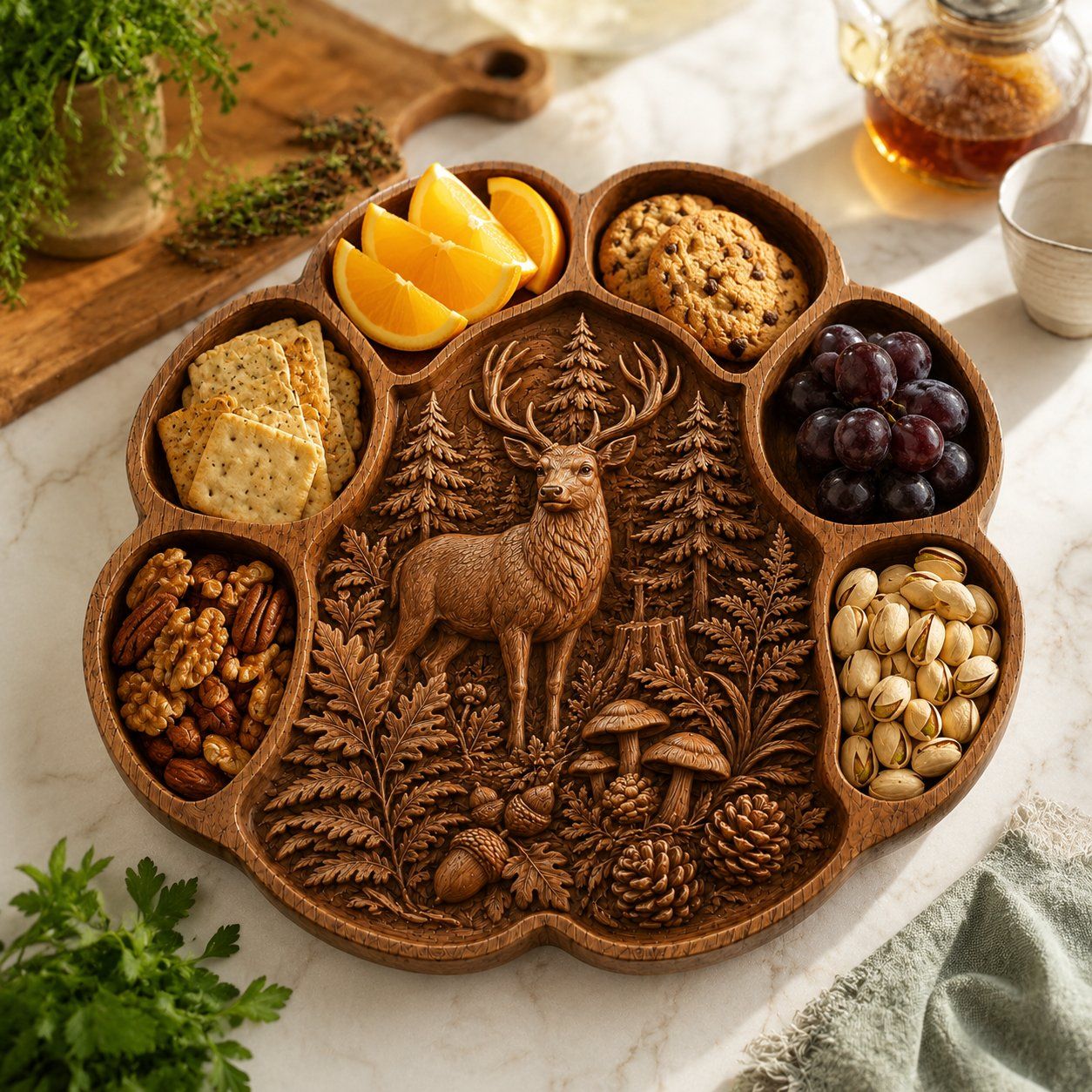 Majestic Stag Forest Platter CNC Relief STL bas-relief STL — view 8