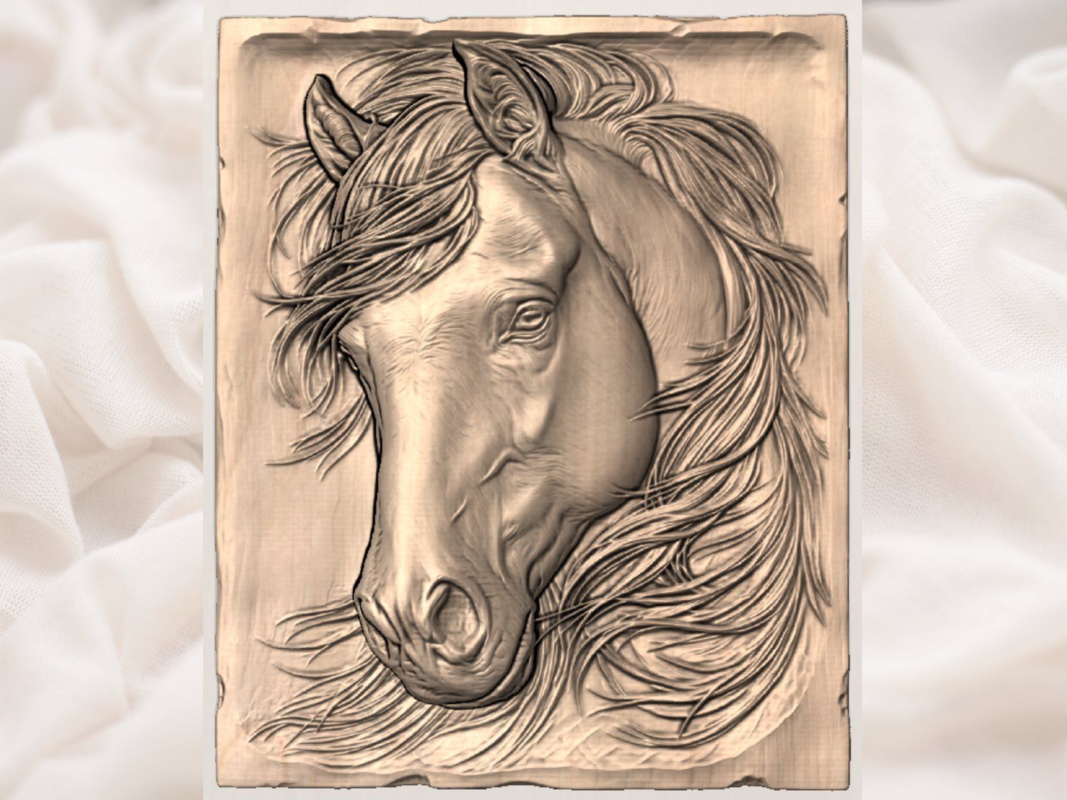 Majestic Stallion Horse Portrait CNC Relief STL bas-relief STL — view 3