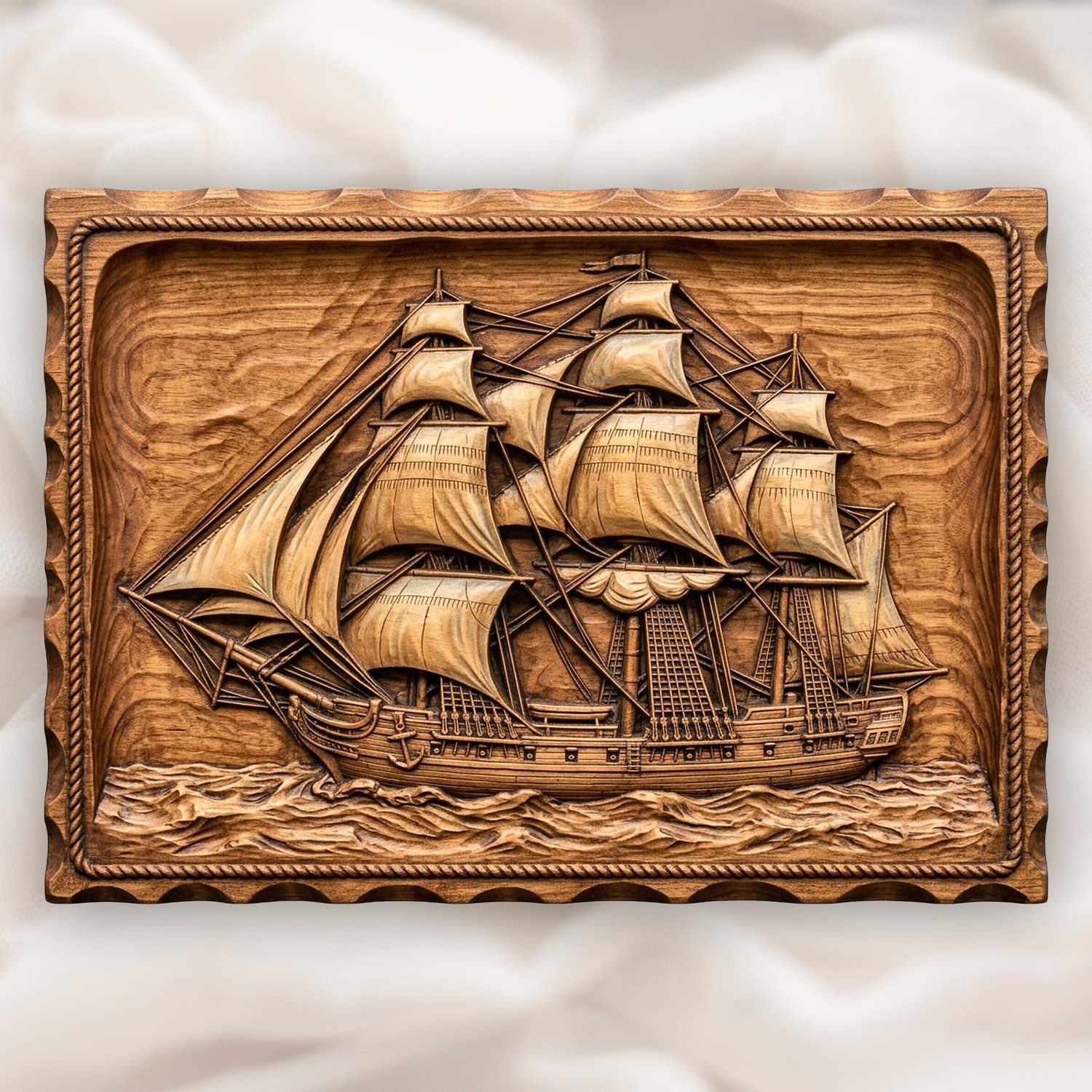 Majestic Three Masted Sailing Ship CNC Relief STL bas-relief STL design