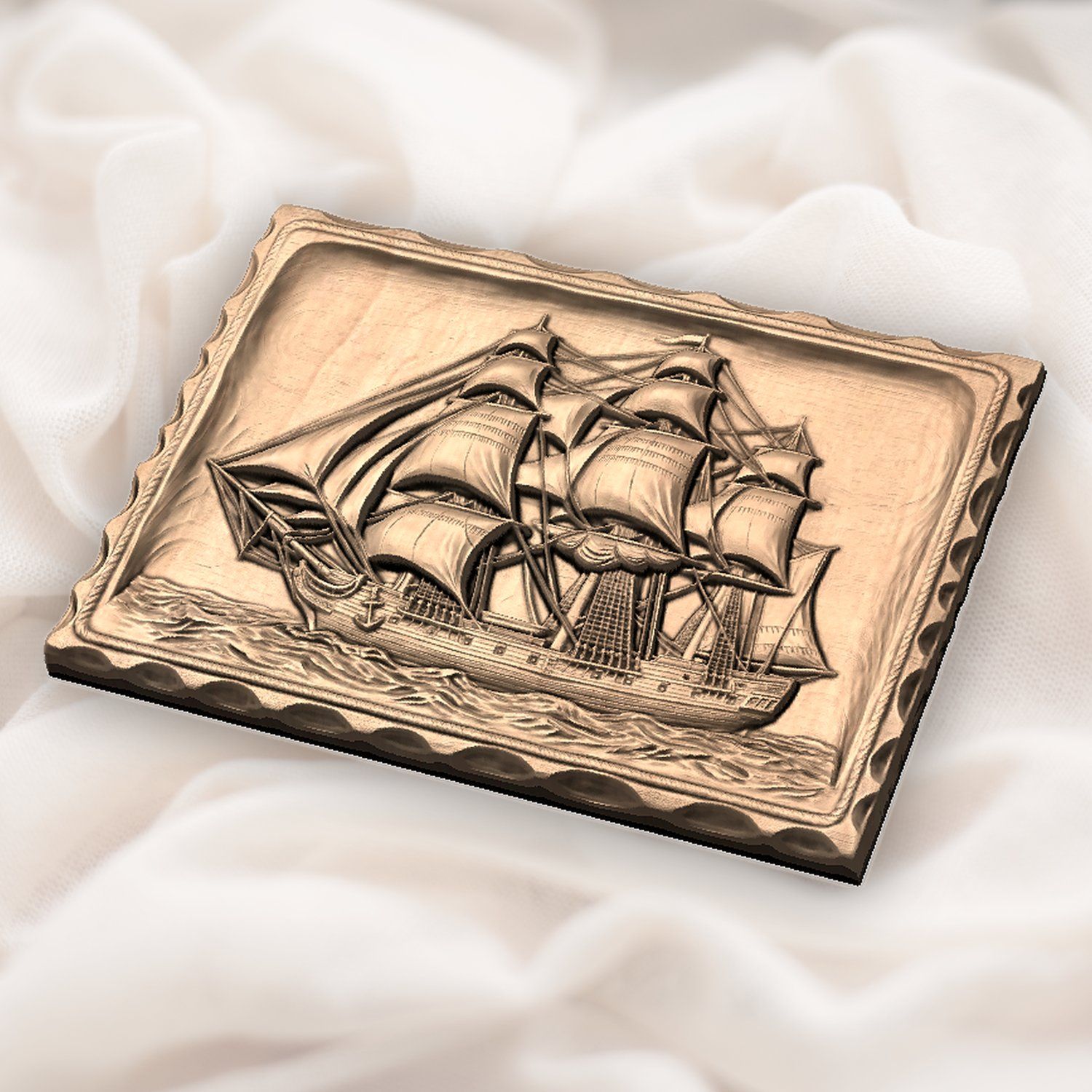 Majestic Three Masted Sailing Ship CNC Relief STL bas-relief STL — view 5