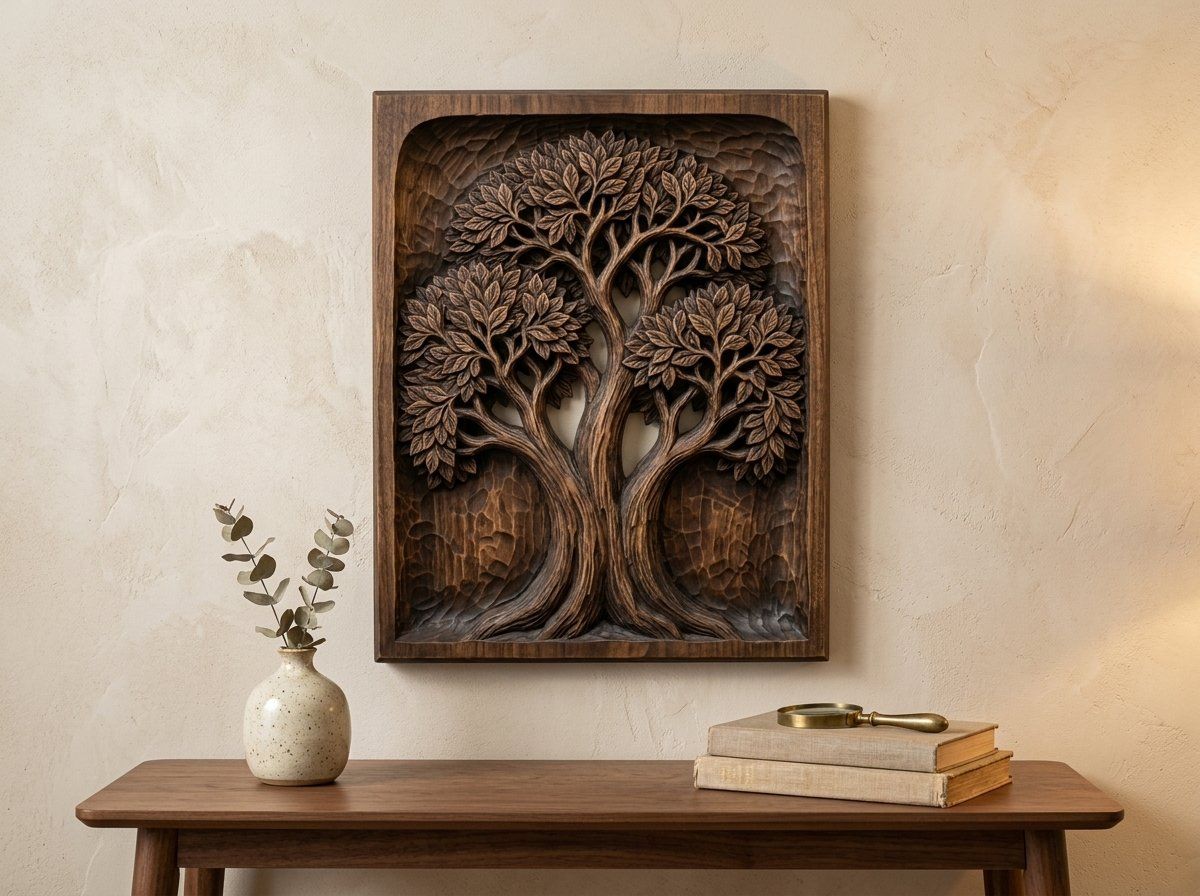 Majestic Tree of Life Panel CNC Relief STL bas-relief STL — view 12