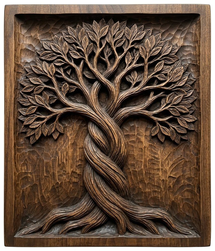 Majestic Tree of Life Twisting Yggdrasil Panel CNC Relief STL bas-relief STL — view 12