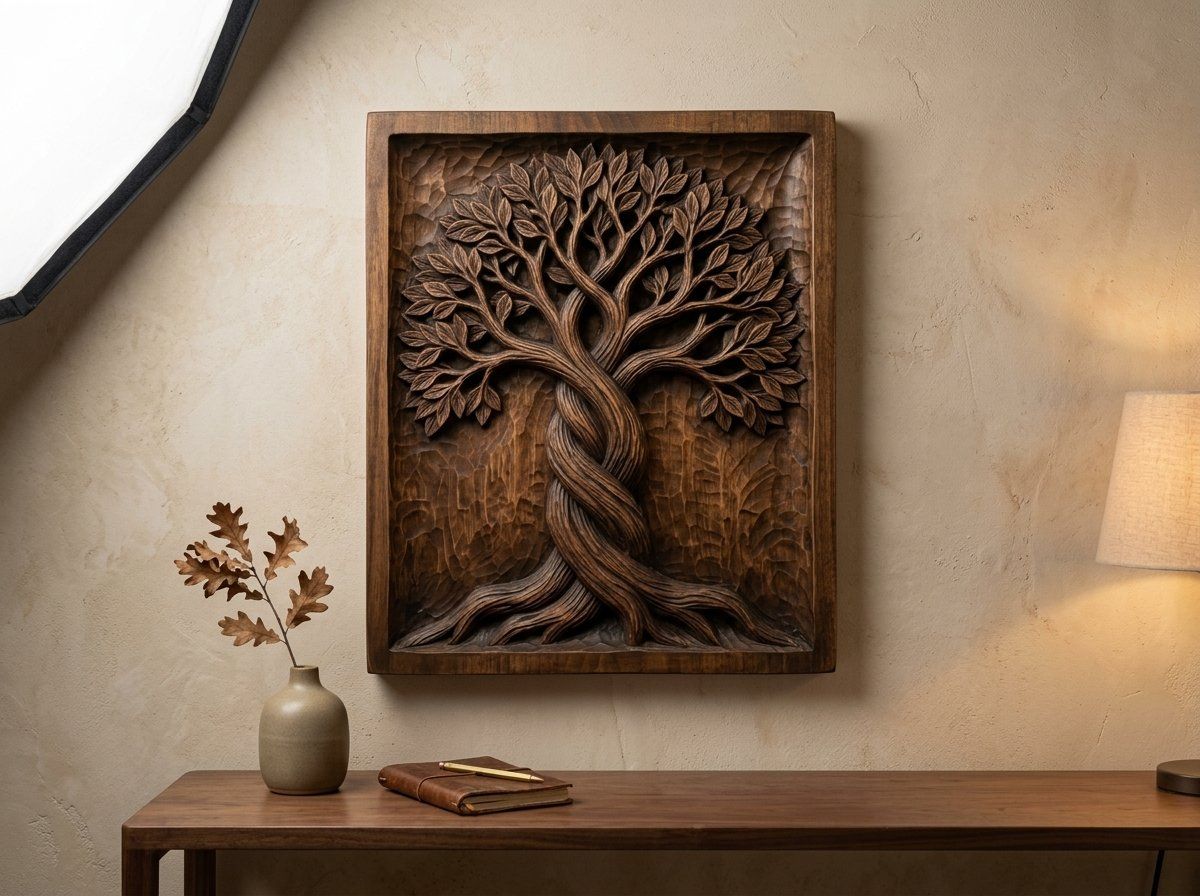 Majestic Tree of Life Twisting Yggdrasil Panel CNC Relief STL bas-relief STL — view 13