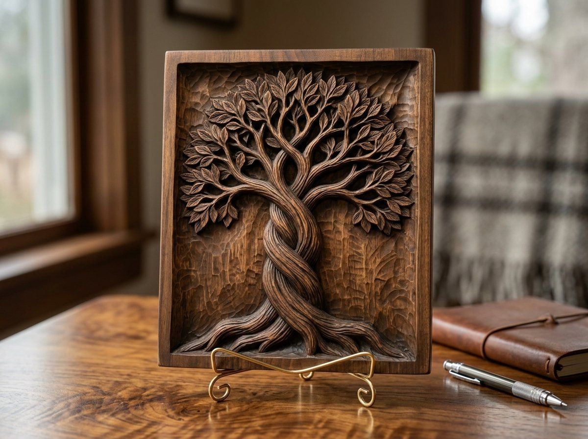 Majestic Tree of Life Twisting Yggdrasil Panel CNC Relief STL bas-relief STL — view 14